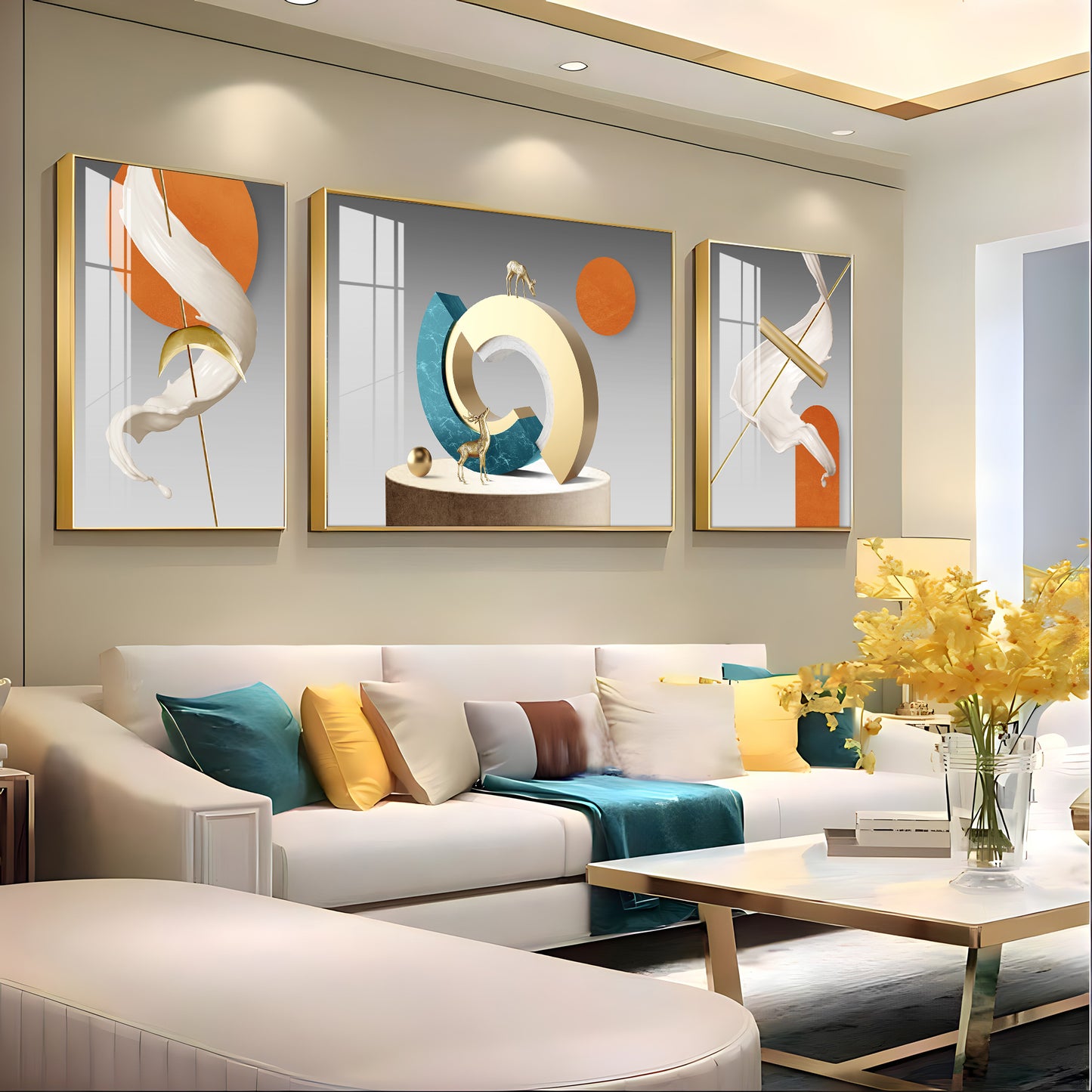 Vivid Abstract Glass Finish Wall Art (Set Of 3)