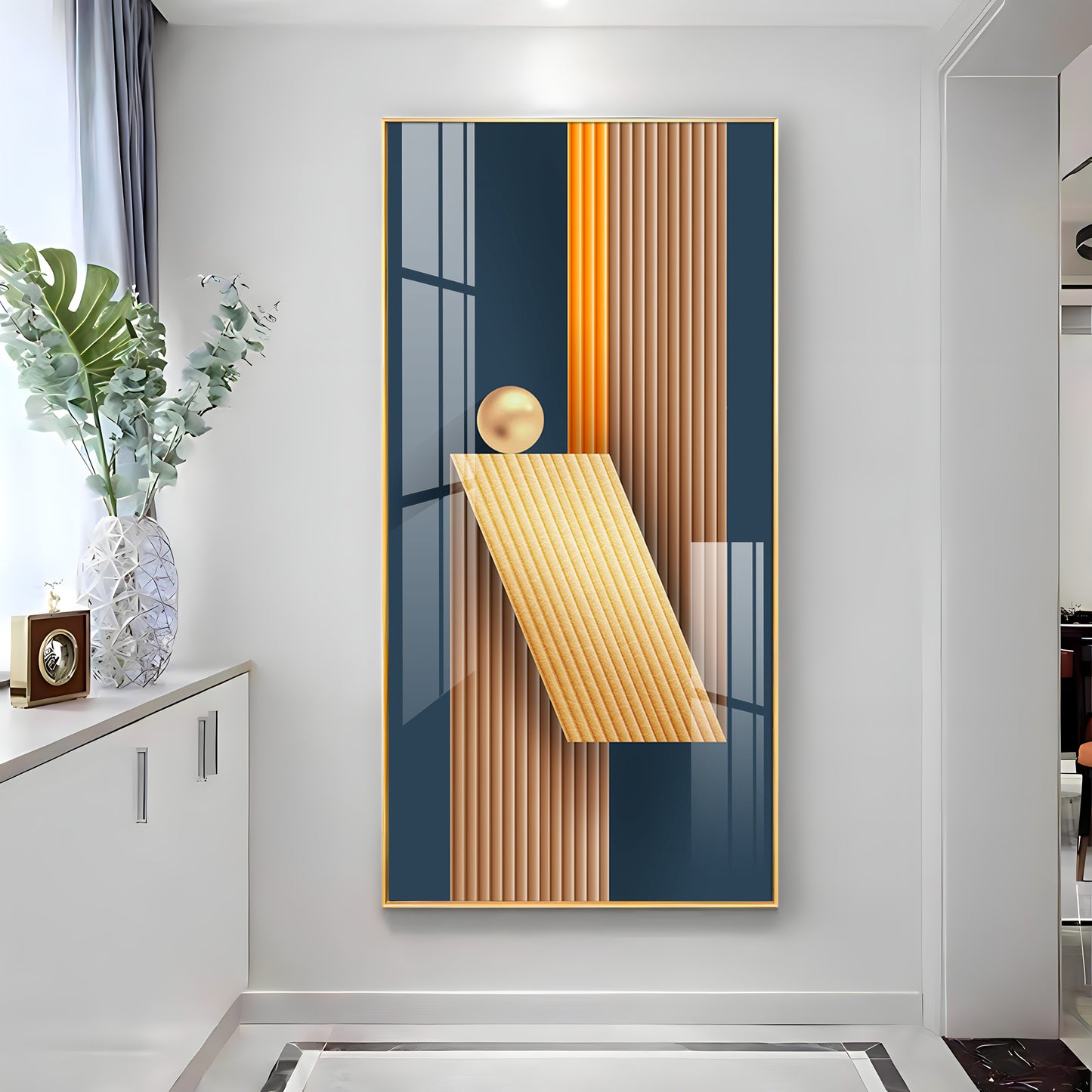 Unfold Abstraction Glass Finish Vertical Wall Art