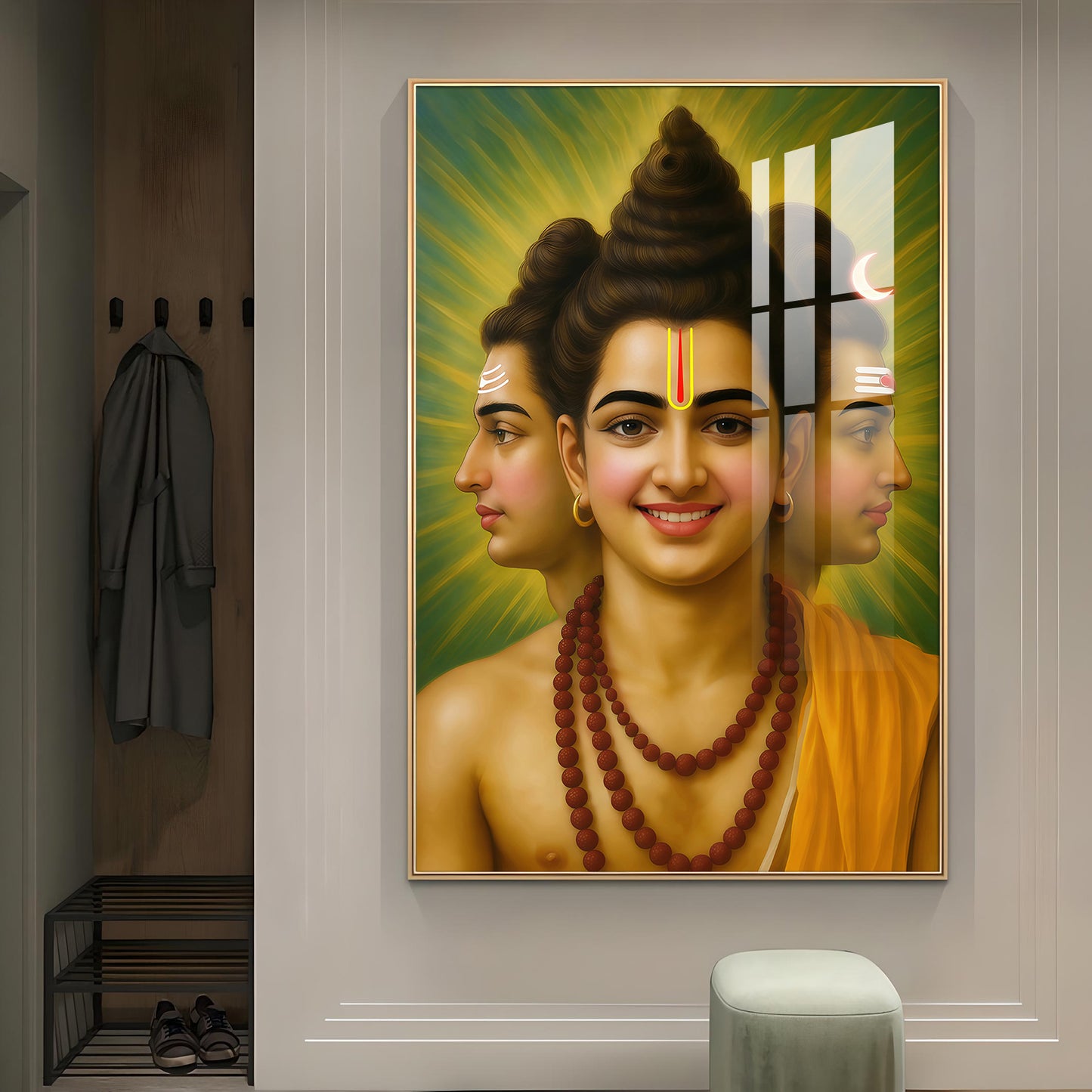 Sri Dattatreya Swami Glass Finish Vertical Wall Art