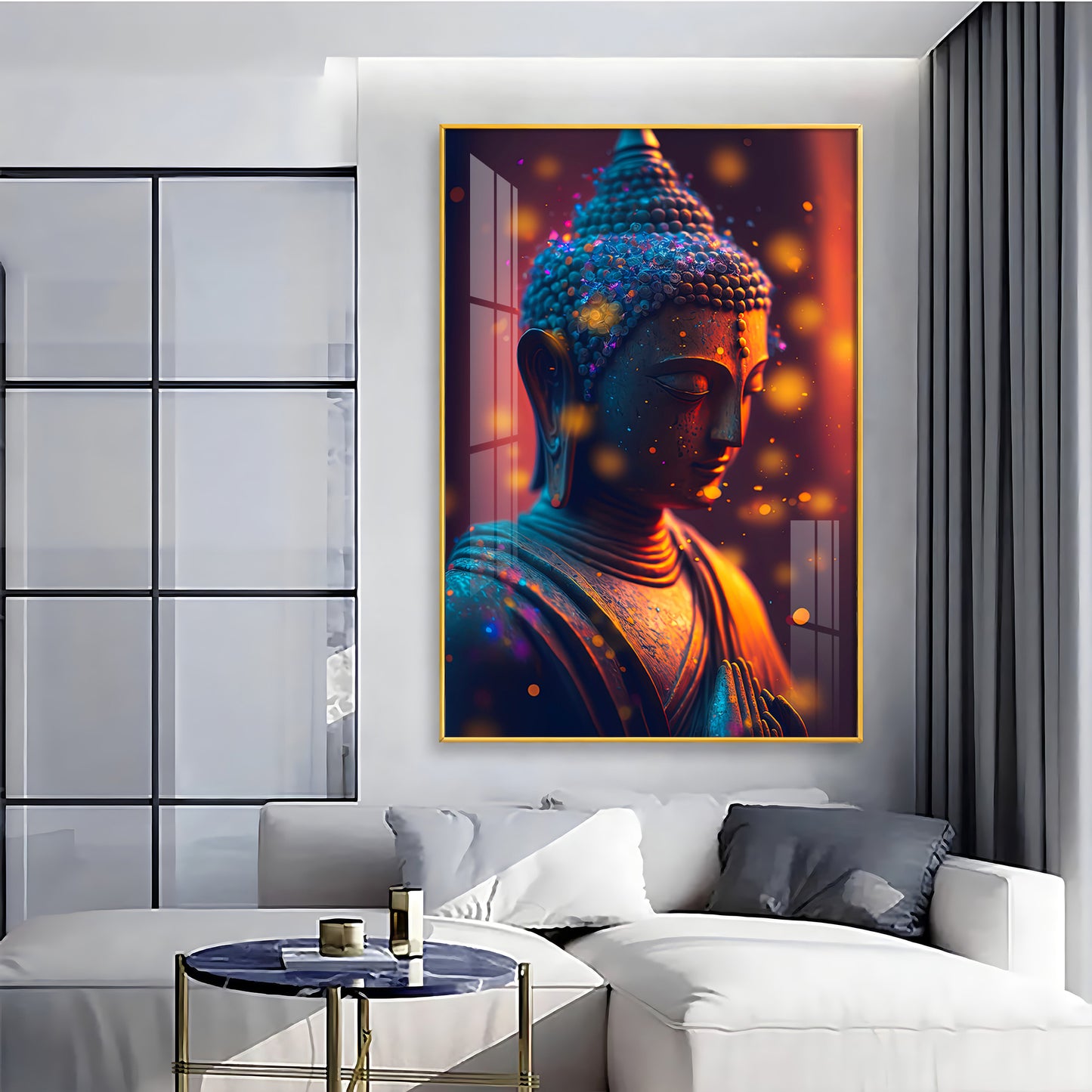 Buddha Radiant Tranquility Glass Finish Vertical Wall Art