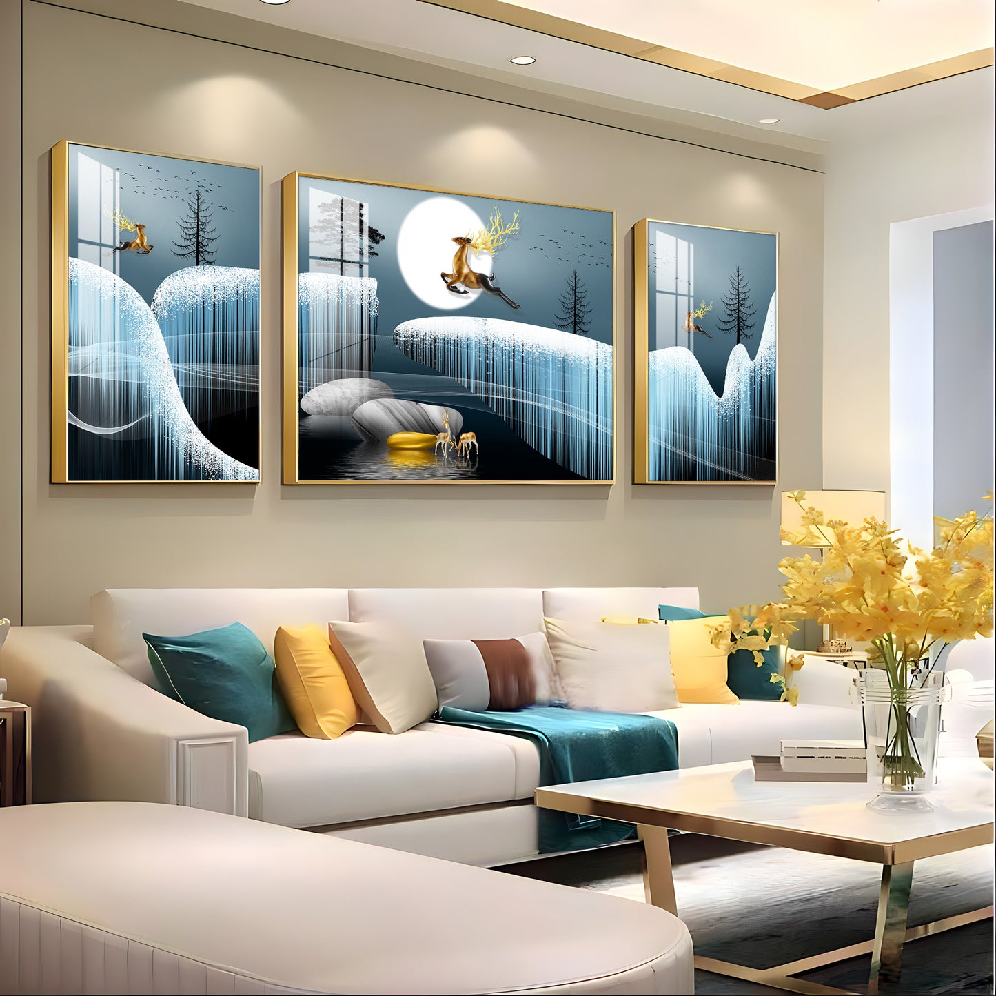 Snowy Haven Glass Finish Wall Art (Set Of 3)