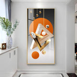 Triangular Geometry Glass Finish Vertical Wall Art