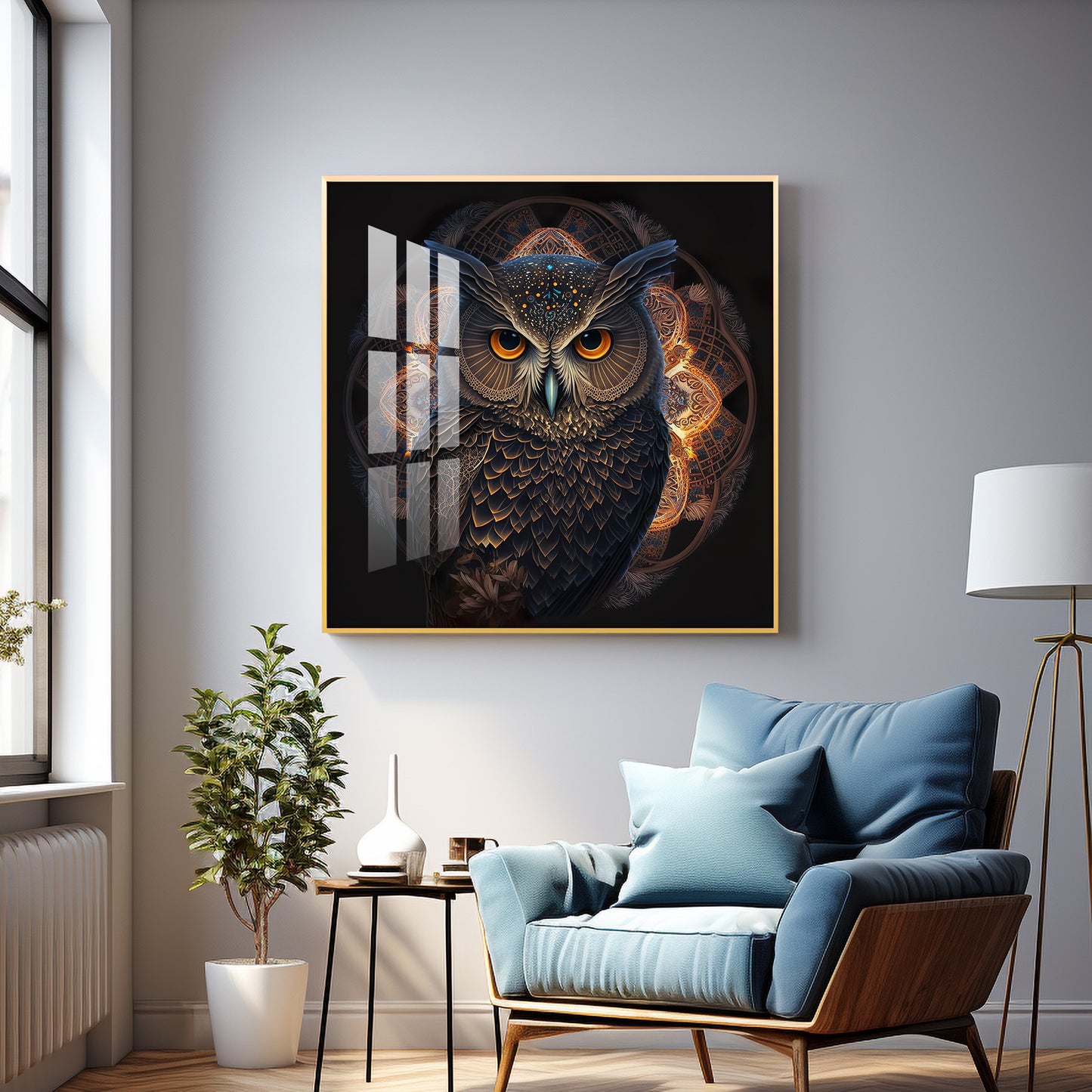 Enchanted Owl Glass Finish Square Wall Art