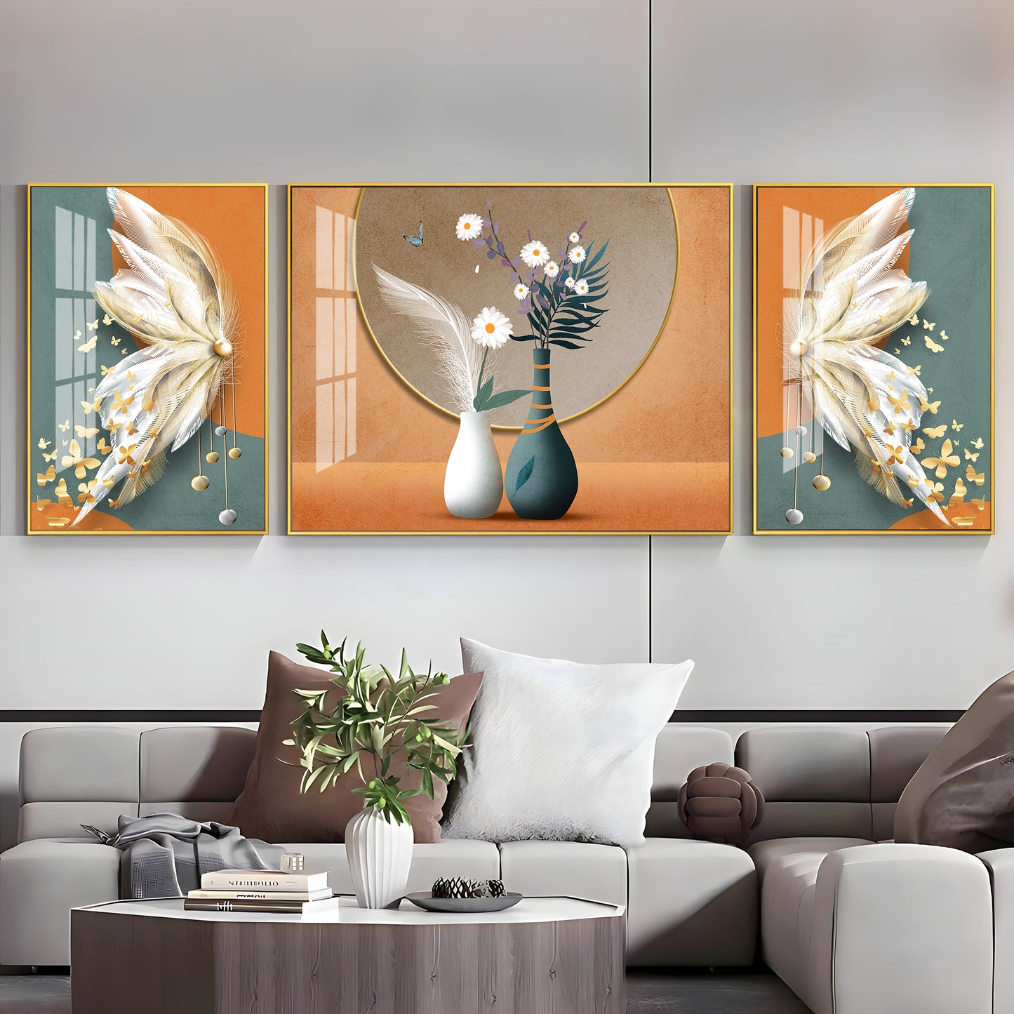 Vase of Blooms Glass Finish Wall Art (Set Of 3)