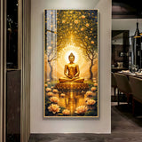 Budha's Aura Enligtning Glass Finish Vertical Wall Art