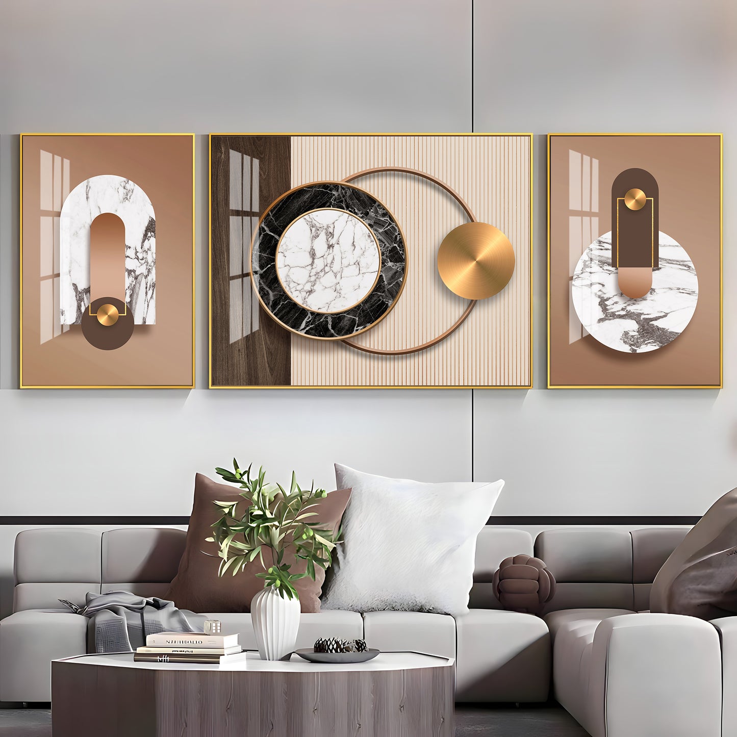 Brownstone Glamour Glass Finish Wall Art (Set Of 3)