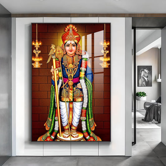 Divine Lord Murugan Spiritual Glass Finish Wall Art
