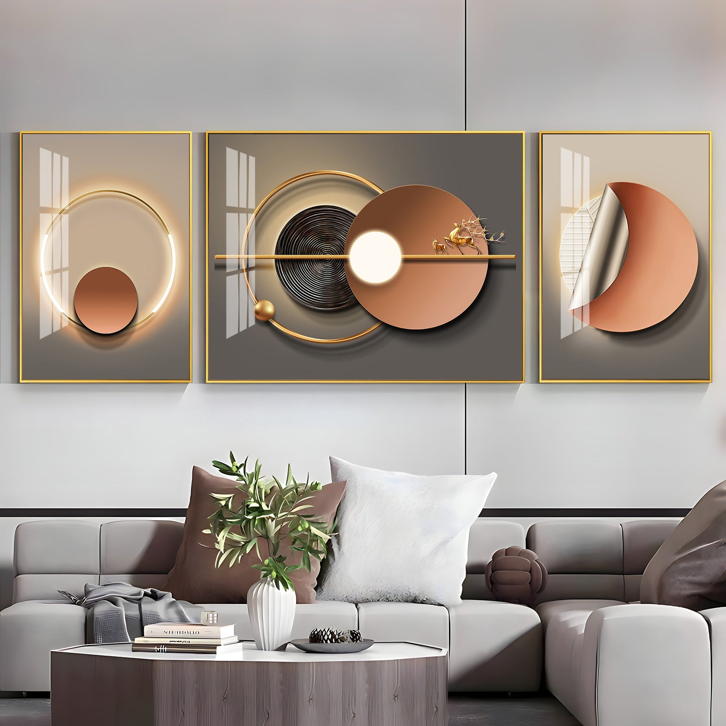 Opulent Vision Glass Finish Wall Art (Set Of 3)