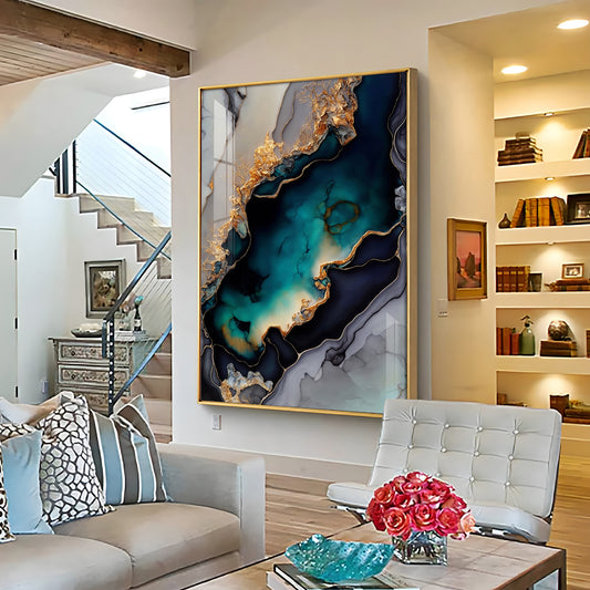 Mystic Waves Glass Finish Vertical Wall Art