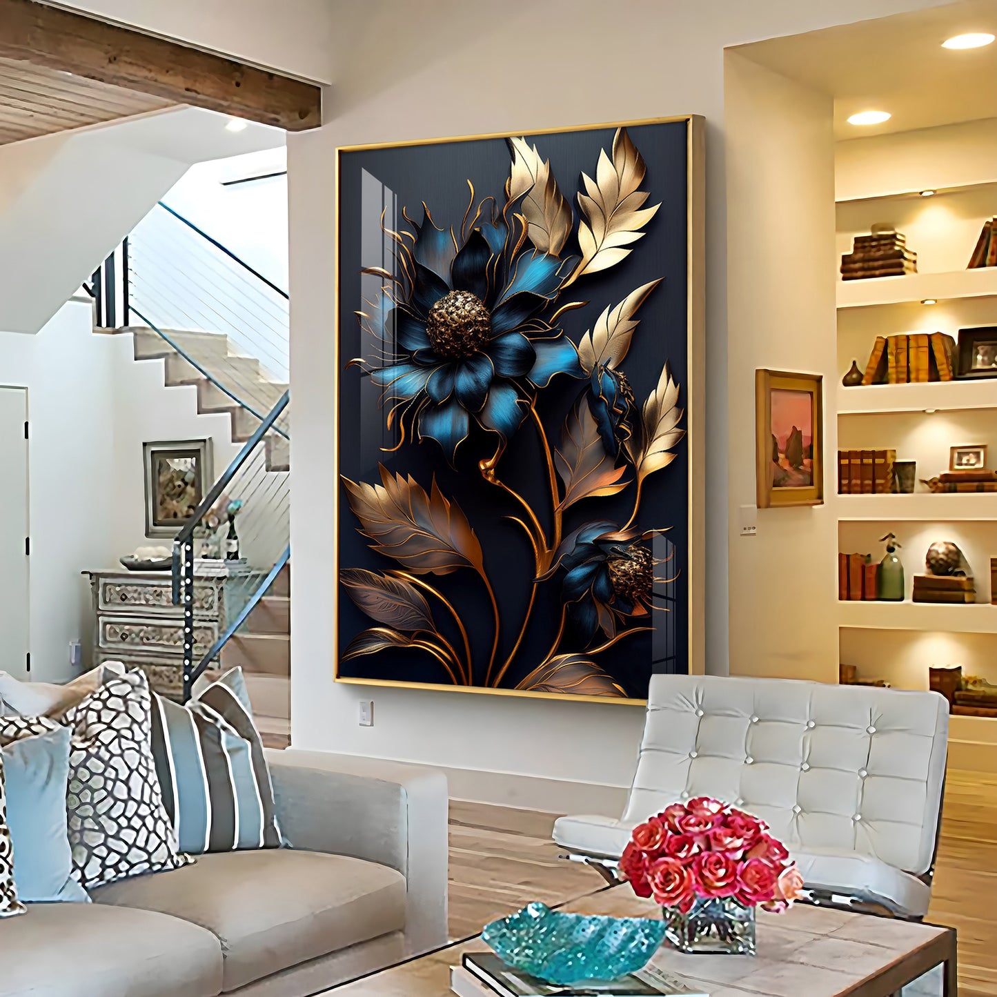 Twilight Garden Glass Finish Vertical Wall Art