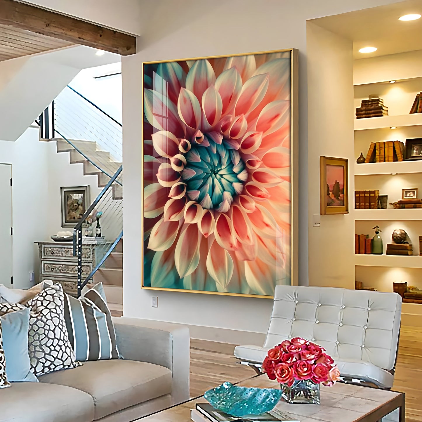 Floral Dreamscape Glass Finish Vertical Wall Art