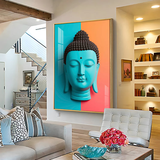 Buddha Calm Essence Glass Finish Vertical Wall Art