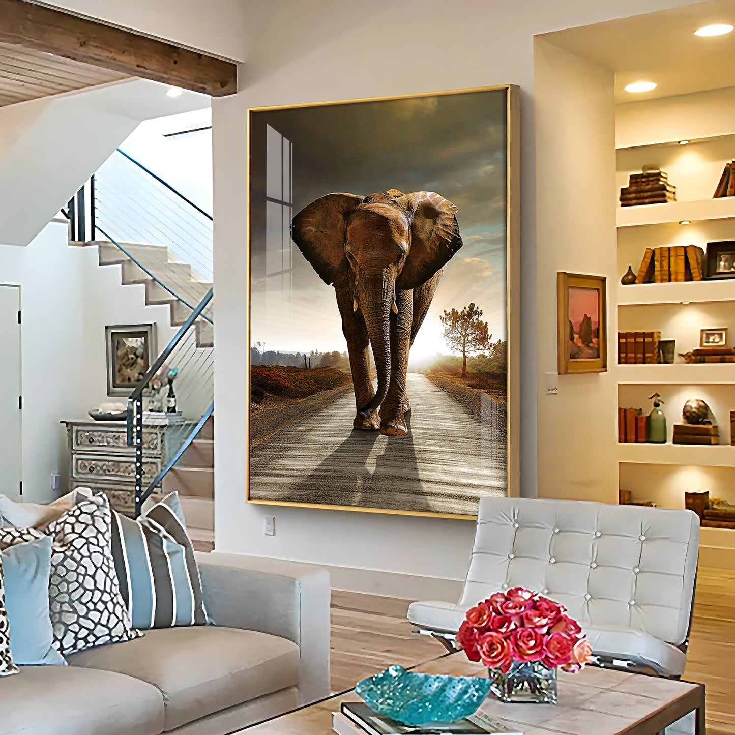 Urban Safari Living Room Adventure Glass Finish Vertical Wall Art
