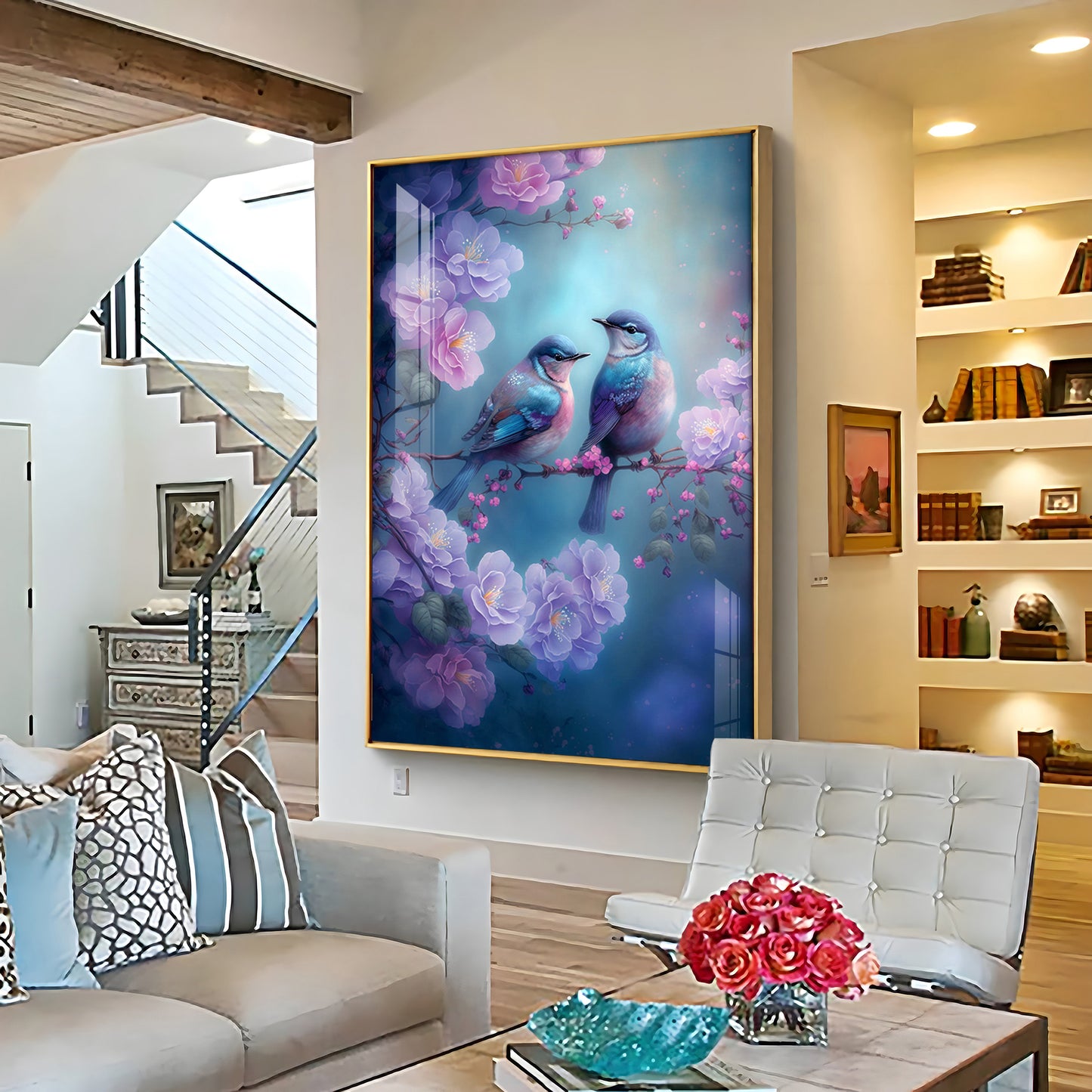 Harmony in Flight Glass Finish Vertical Wall Art