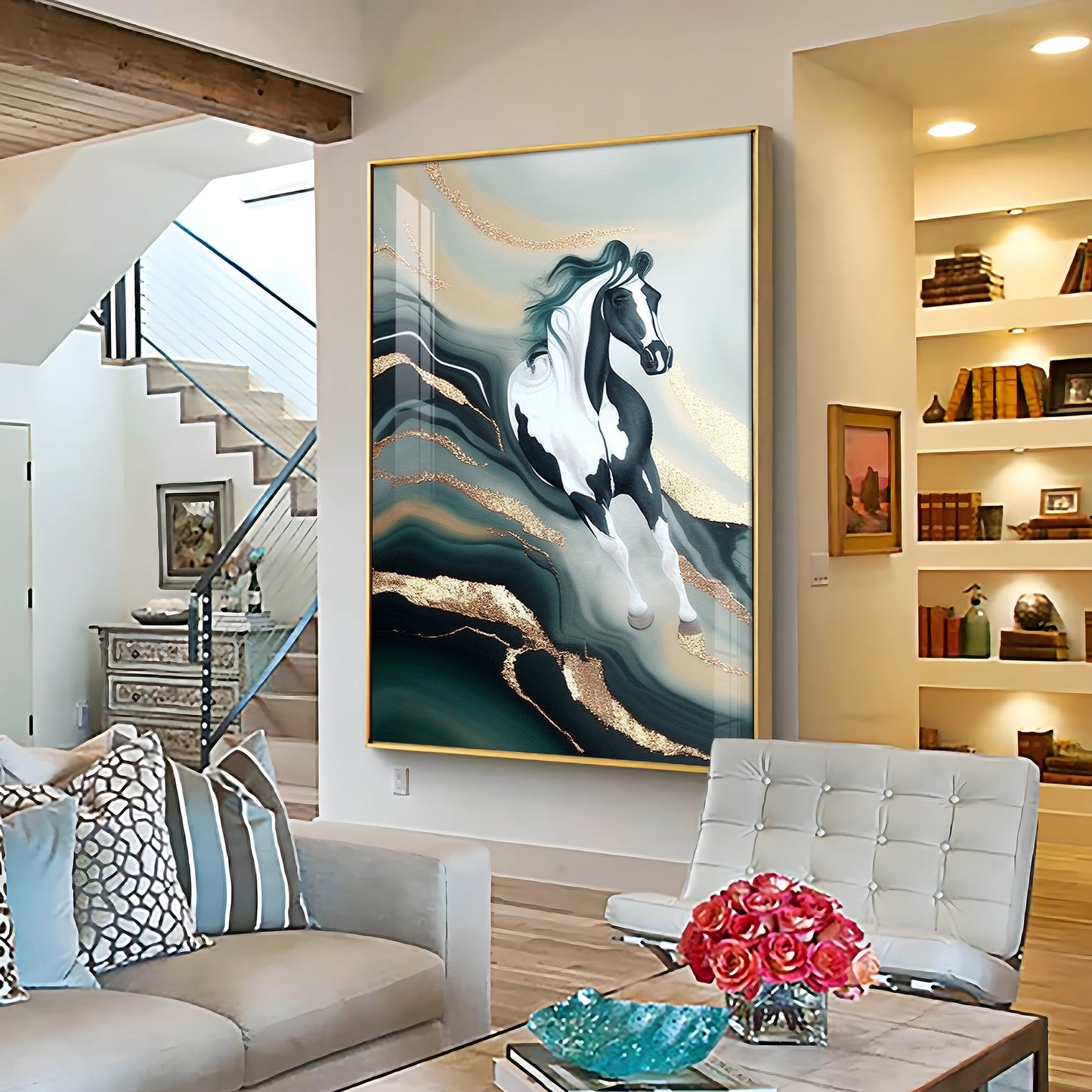 Horse Majestic Motion Glass Finish Vertical Wall Art
