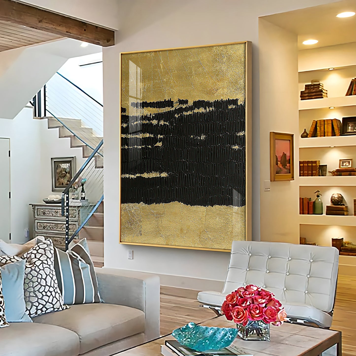 Midnight Elegance Glass Finish Vertical Wall Art