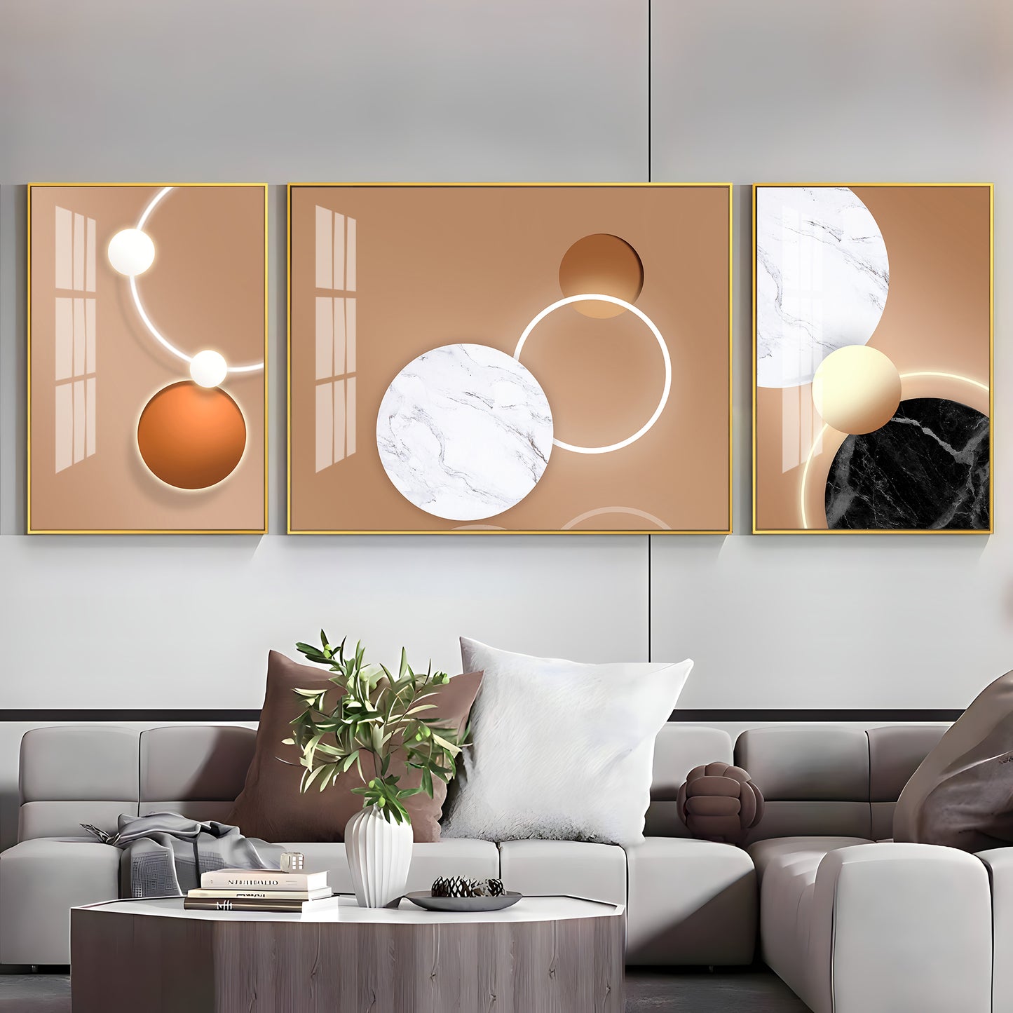 Art Ensemble Glass Finish Wall Art (Set Of 3)