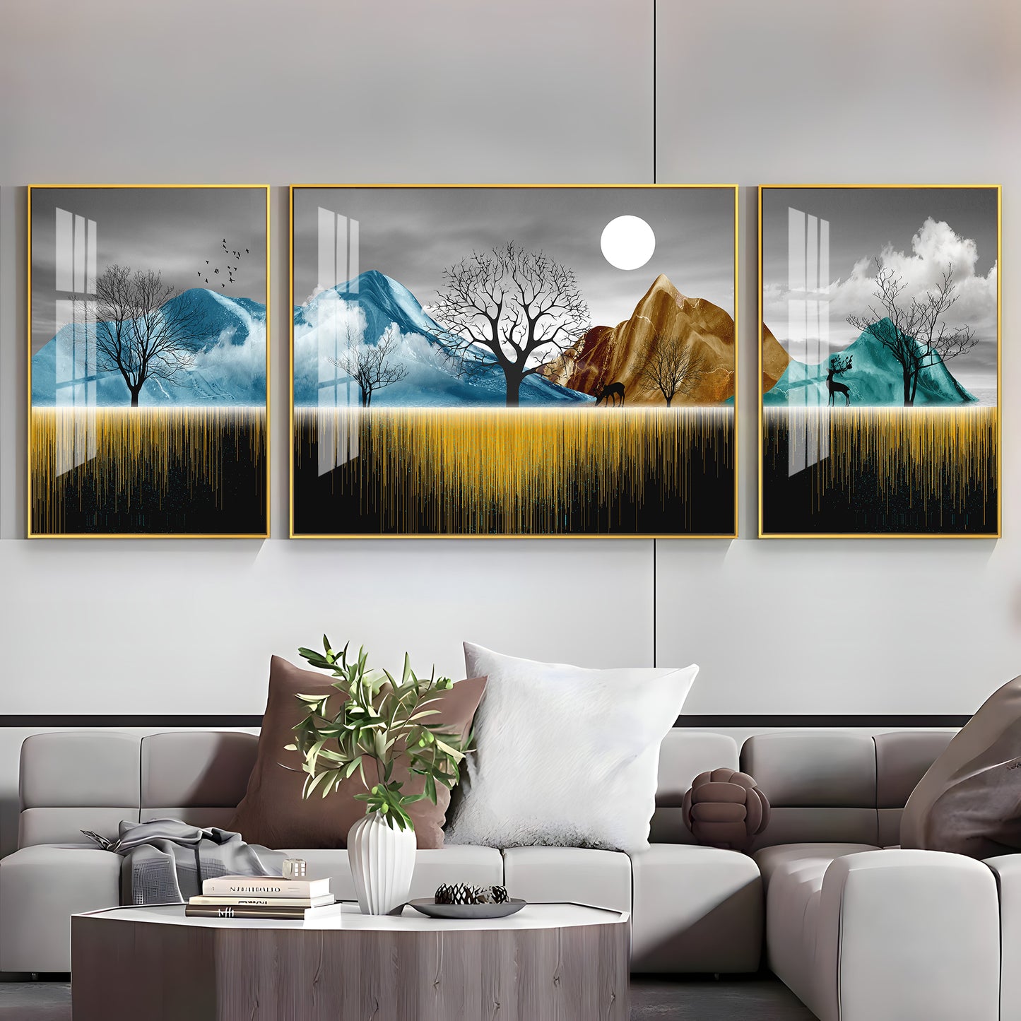 Imaginative Serenity Glass Finish Wall Art (Set Of 3)