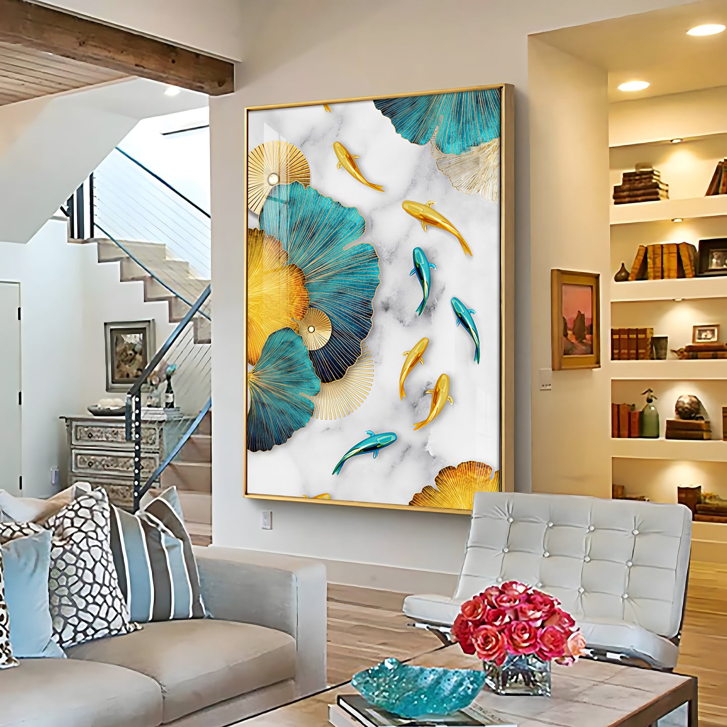 Floral Harmony Sunlit Blooms Glass Finish Vertical Wall Art