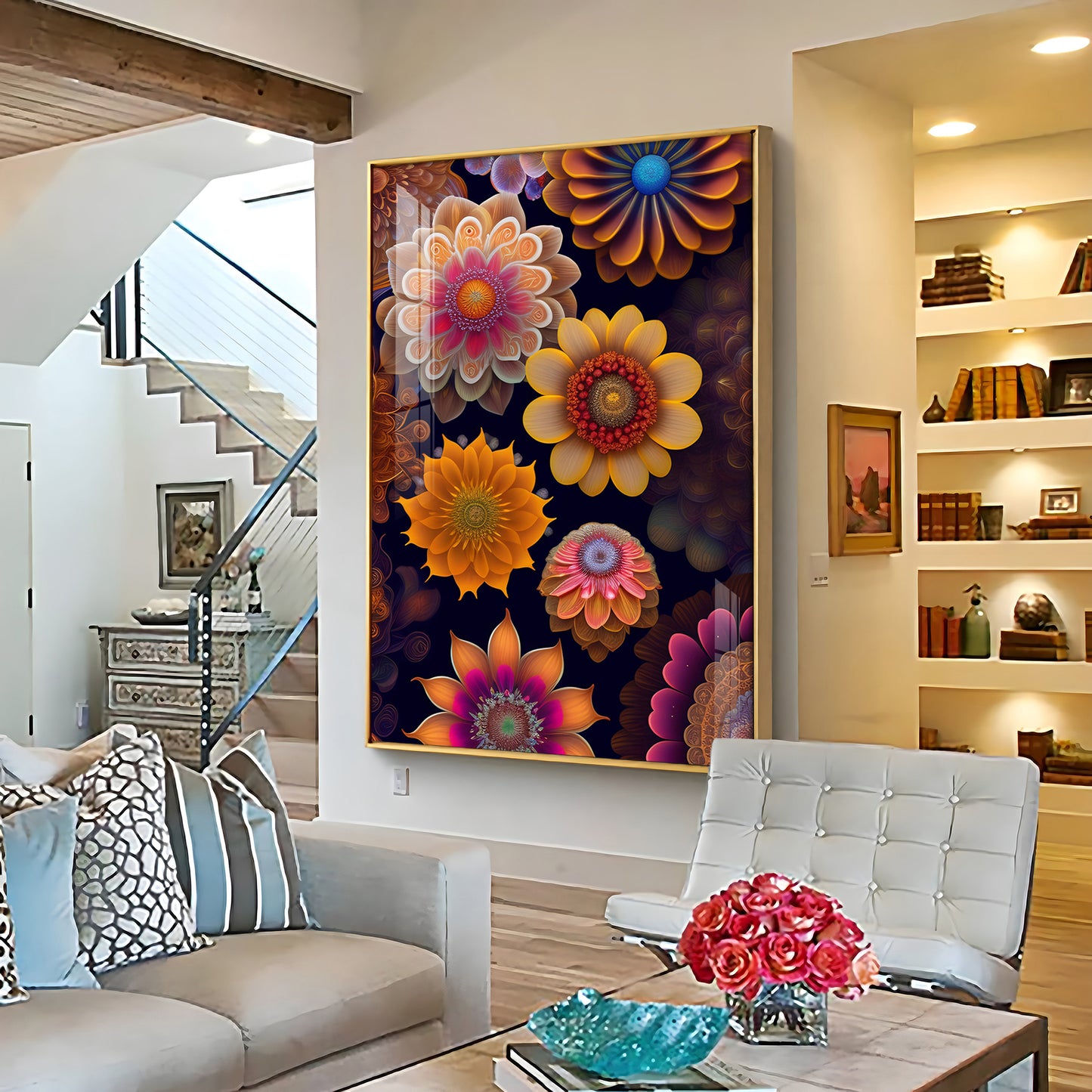Garden of Dreams Glass Finish Vertical Wall Art