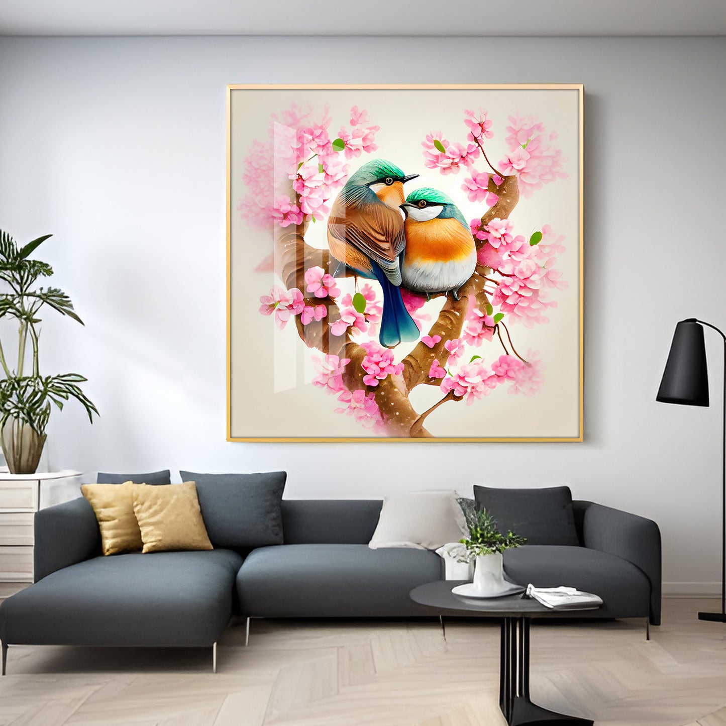 Avian Harmony Glass Finish Square Wall Art