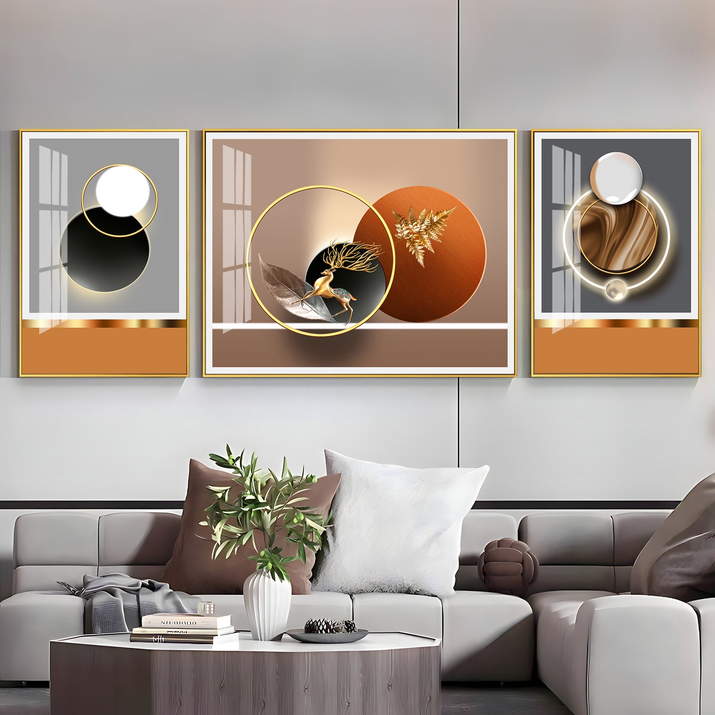 Trifecta of Style Glass Finish Wall Art (Set Of 3)
