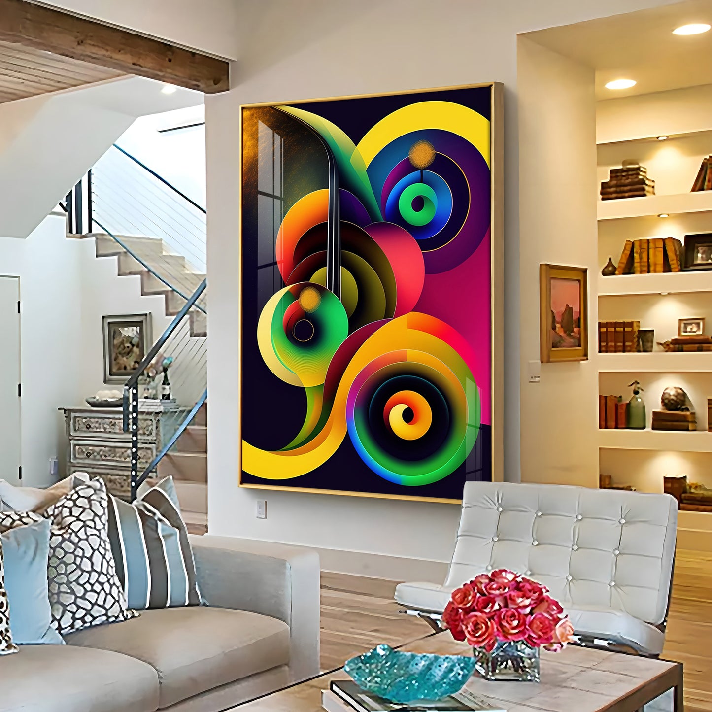 Dynamic Whirl Glass Finish Vertical Wall Art