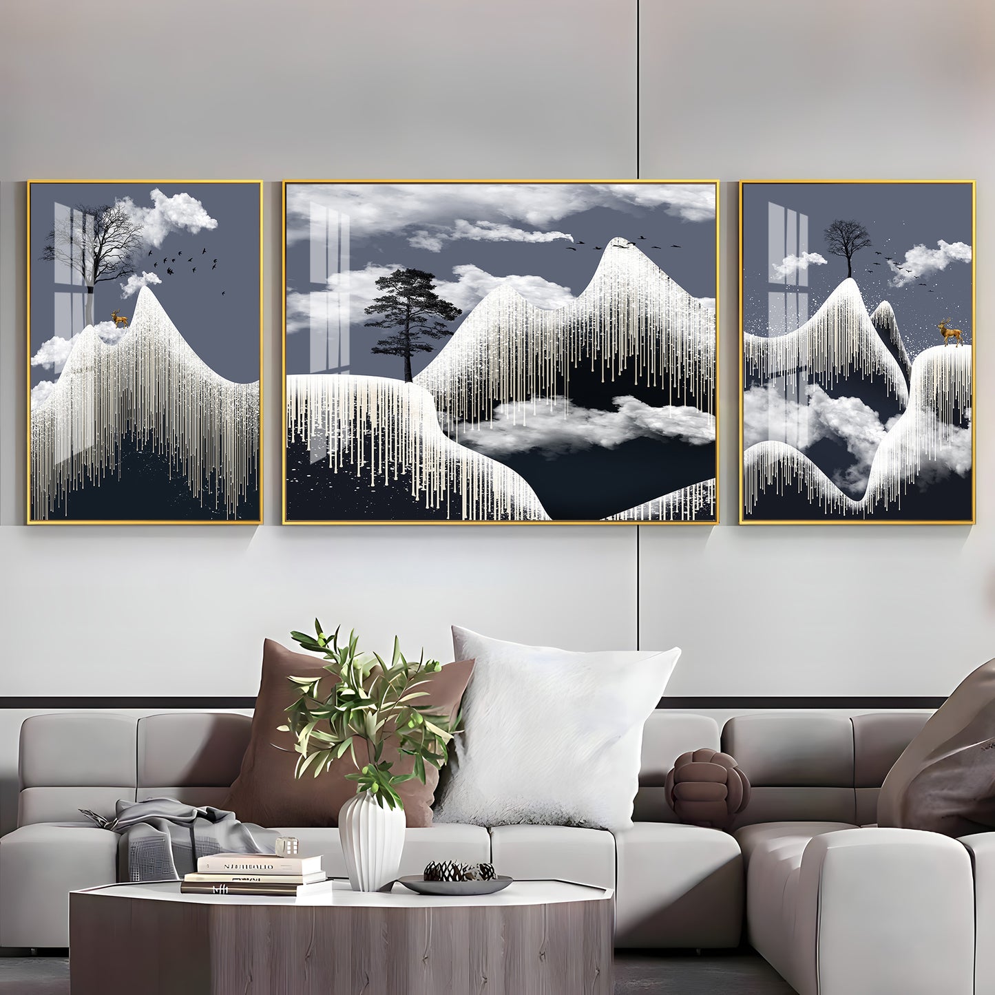 Alpine Dreamscape Glass Finish Wall Art (Set Of 3)
