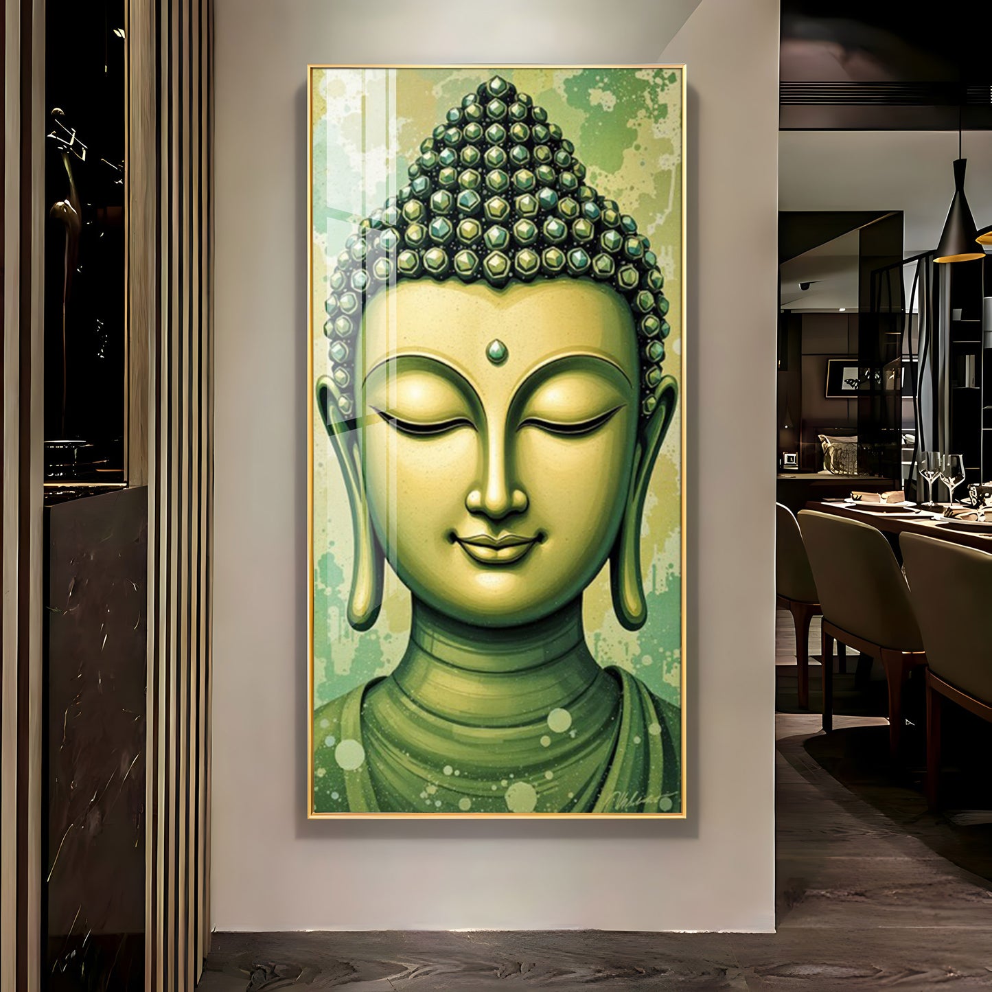 Budha Surreal portrayal Glass Finish Vertical Wall Art