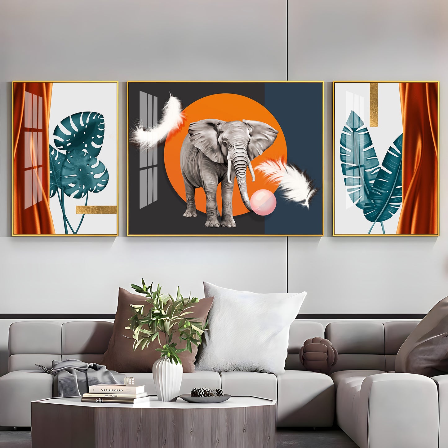 Alpha Aura Glass Finish Wall Art (Set Of 3)