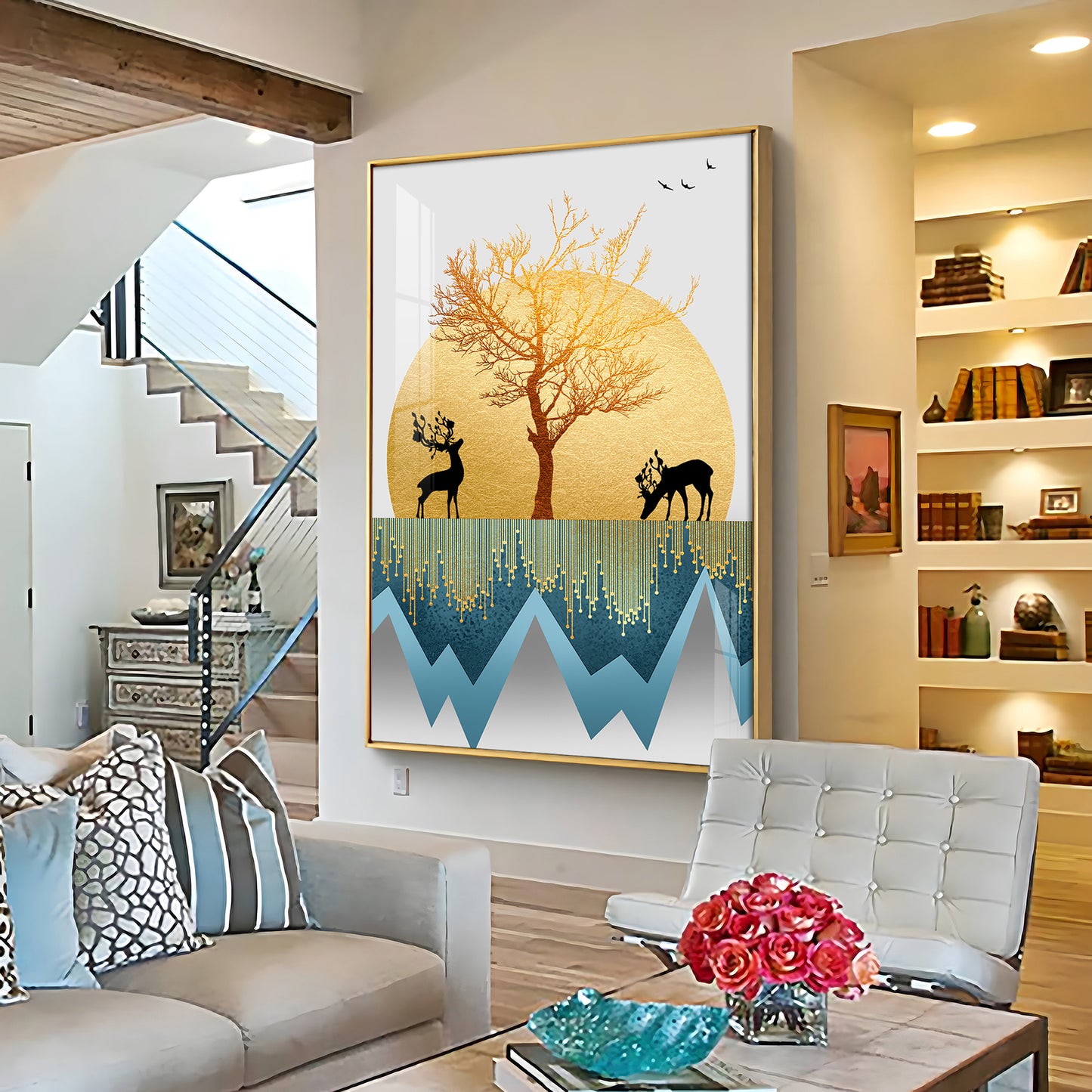 Mountain Whispers Glass Finish Vertical Wall Art