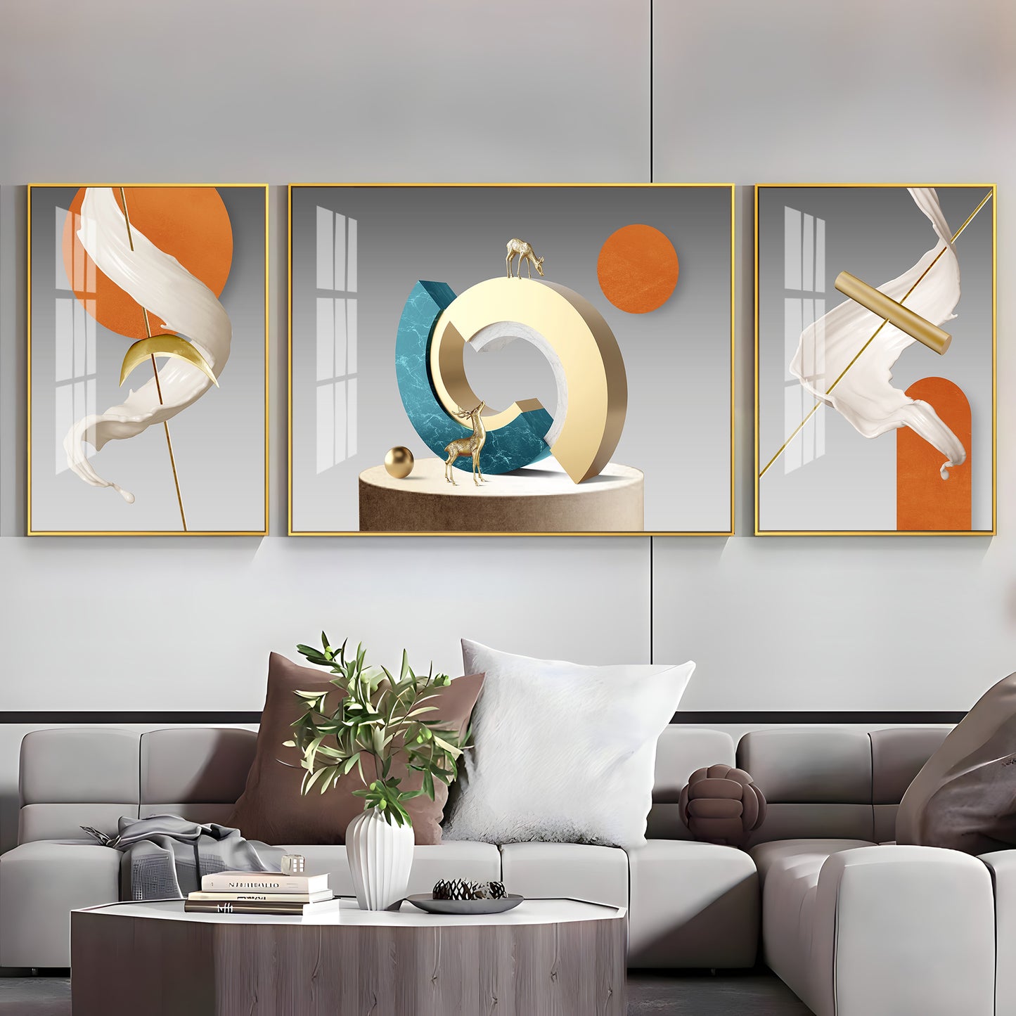 Vivid Abstract Glass Finish Wall Art (Set Of 3)