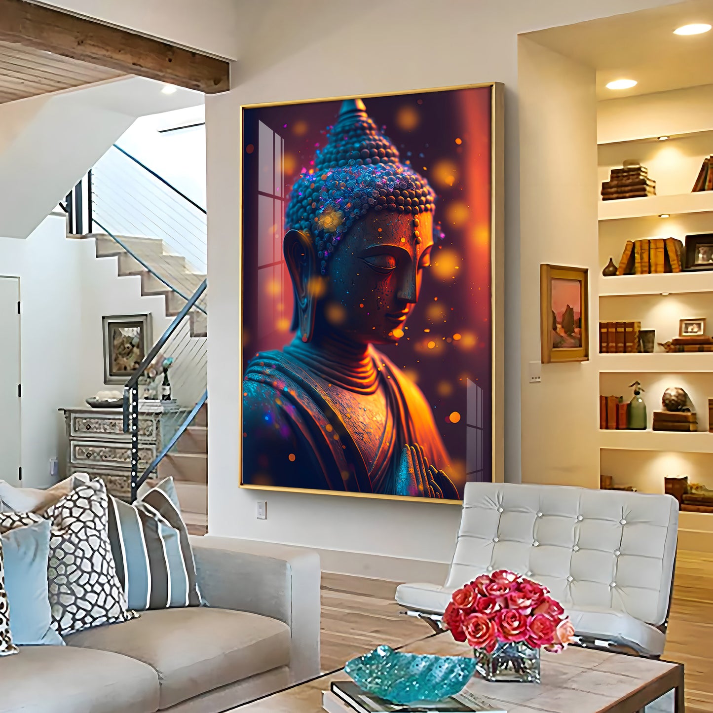 Buddha Radiant Tranquility Glass Finish Vertical Wall Art