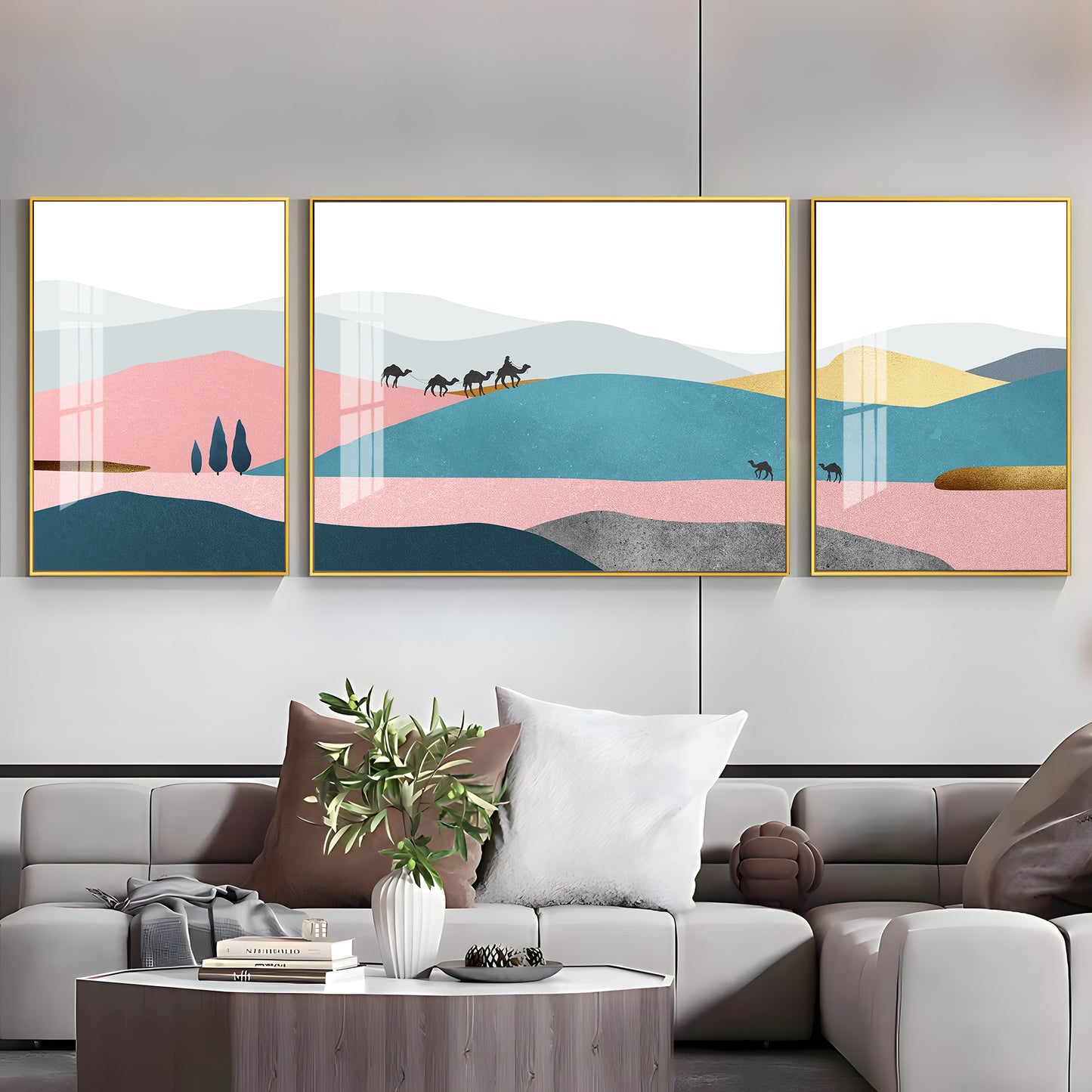 Abstraction of Desert Glass Finish Wall Art (Set Of 3)