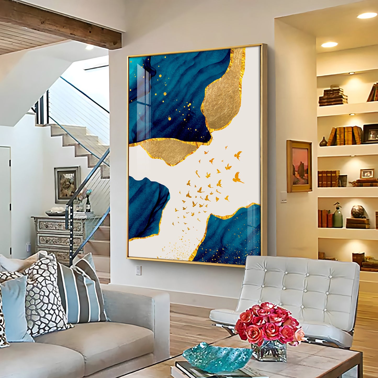 Luxe Harmony Abstracts Glass Finish Vertical Wall Art