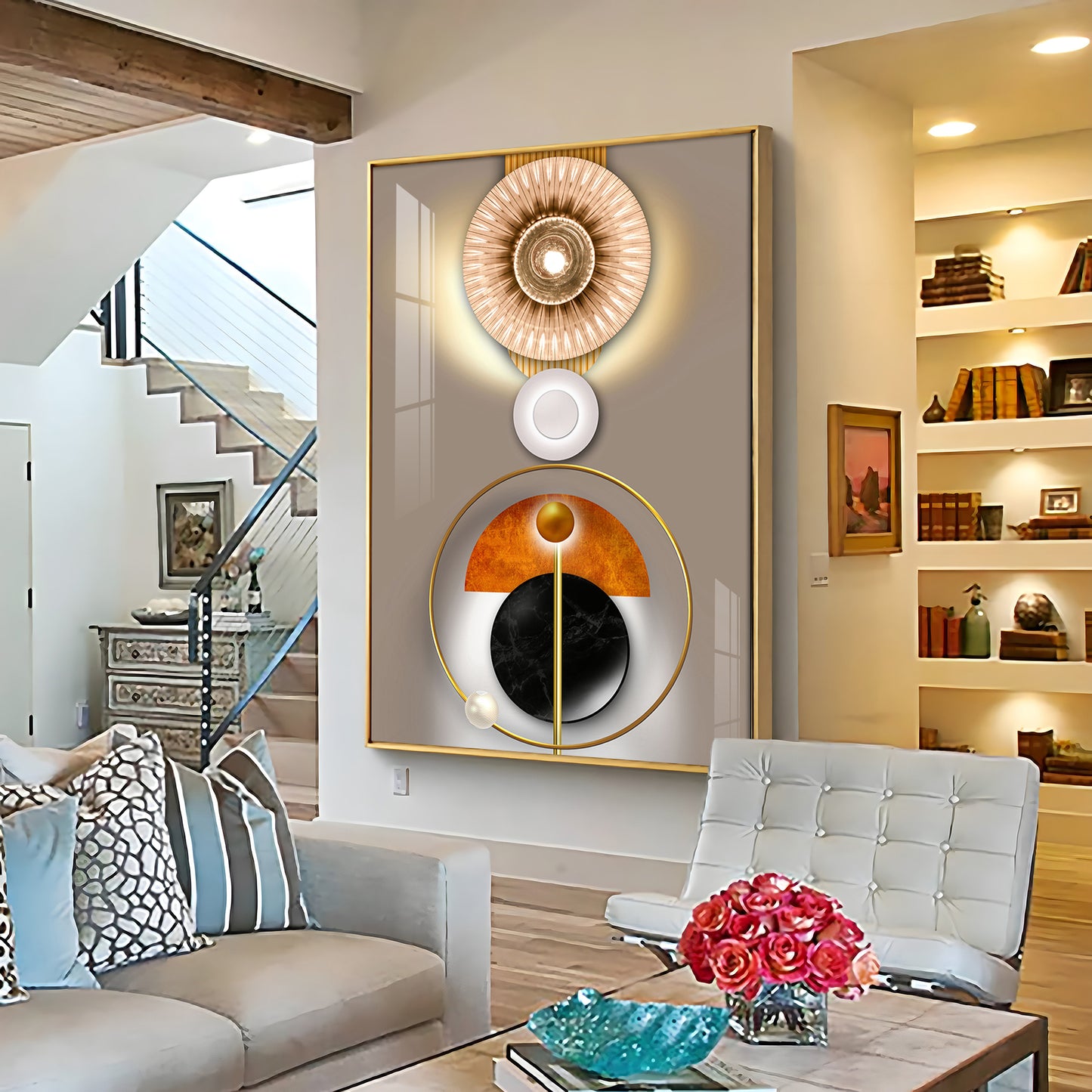 Circle of Modernity Glass Finish Vertical Wall Art