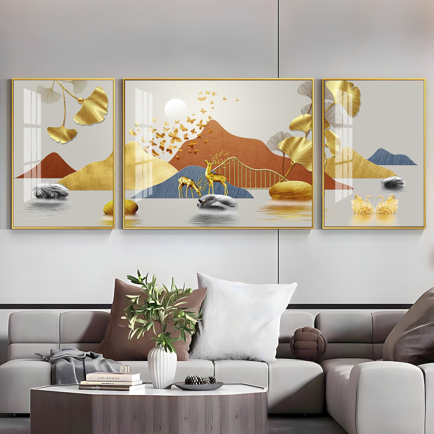 Alpine Harmony Glass Finish Wall Art (Set Of 3)