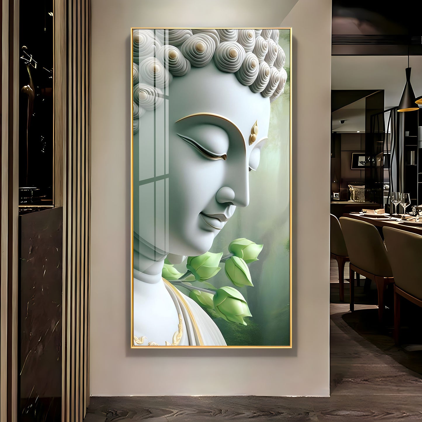 Enlightened Presence Glass Finish Vertical Wall Art