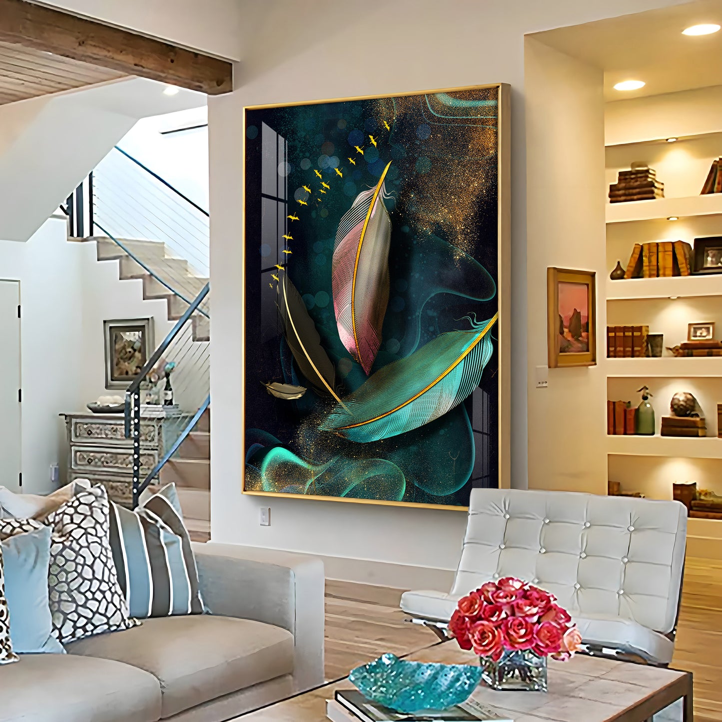 Whimsical Wings Glass Finish Vertical Wall Art