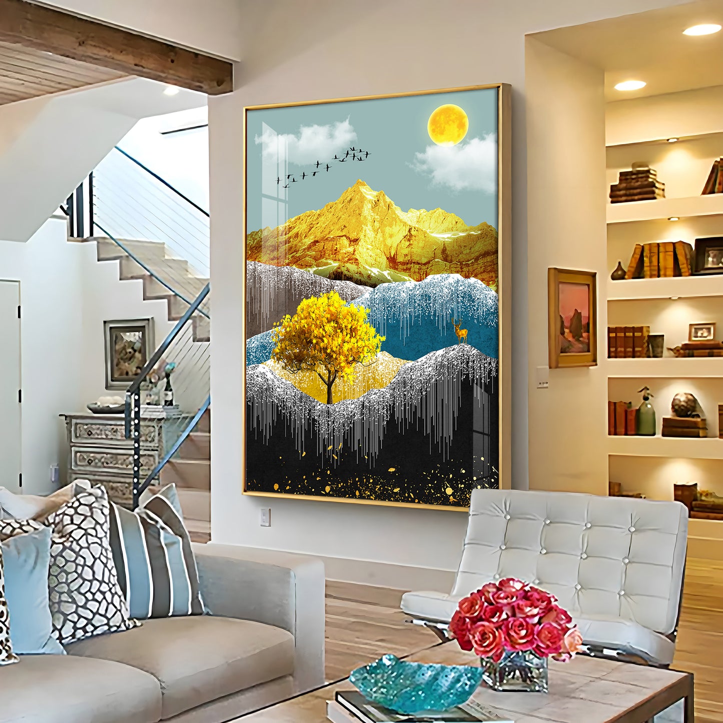 Nature's Embrace Glass Finish Vertical Wall Art