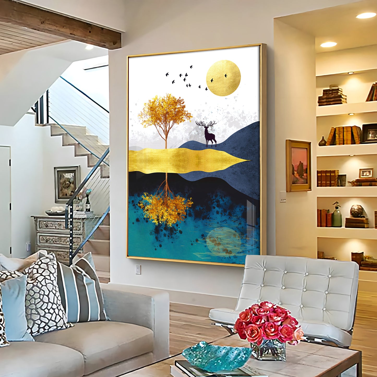 Urban Antler Artistry Glass Finish Vertical Wall Art