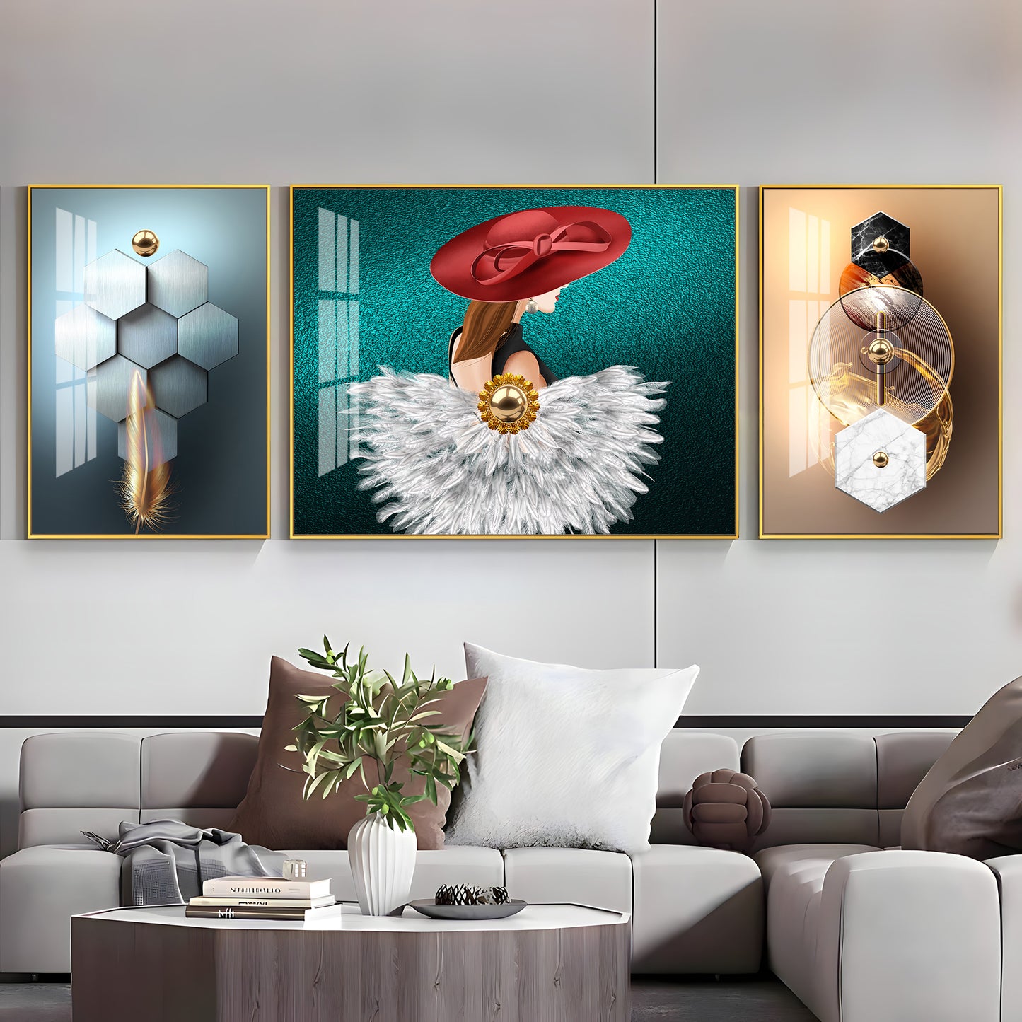 Retreat Abstract Glass Finish Wall Art (Set Of 3)