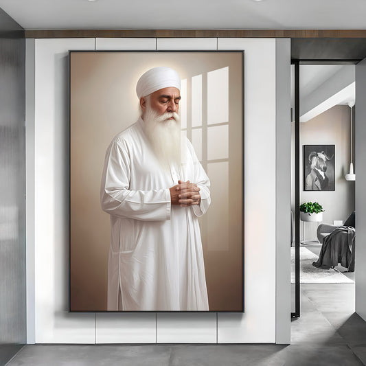 Bhai Chamanjeet Singh Ji Lal Glass Finish Vertical Wall Art