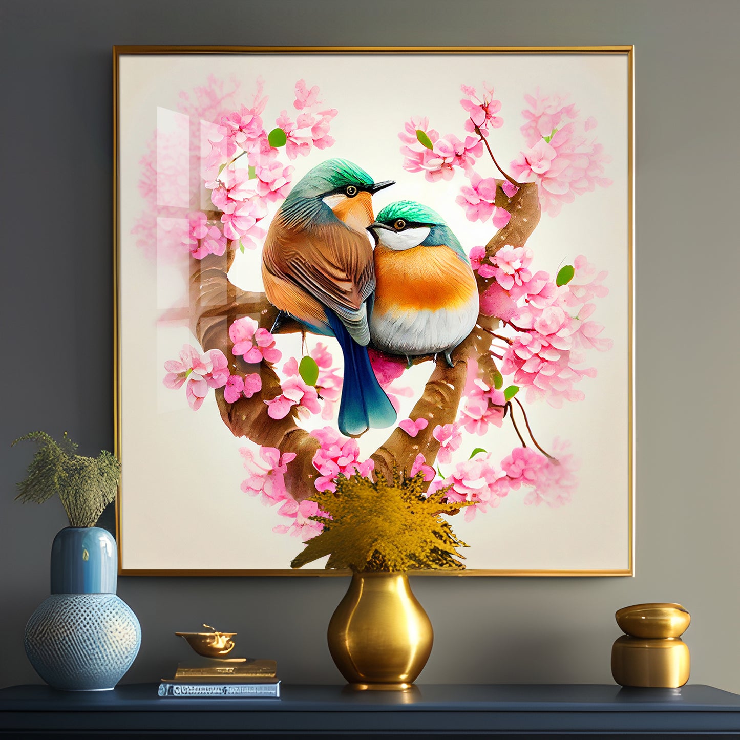 Avian Harmony Glass Finish Square Wall Art