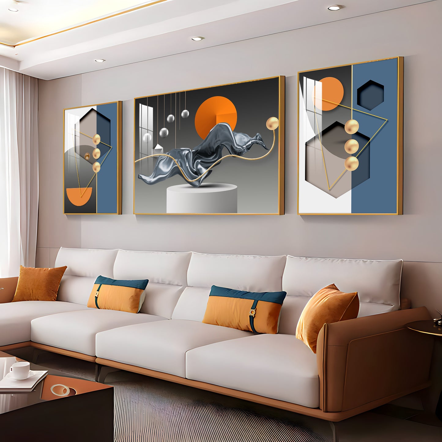 Artistic Aura Glass Finish Wall Art (Set Of 3)