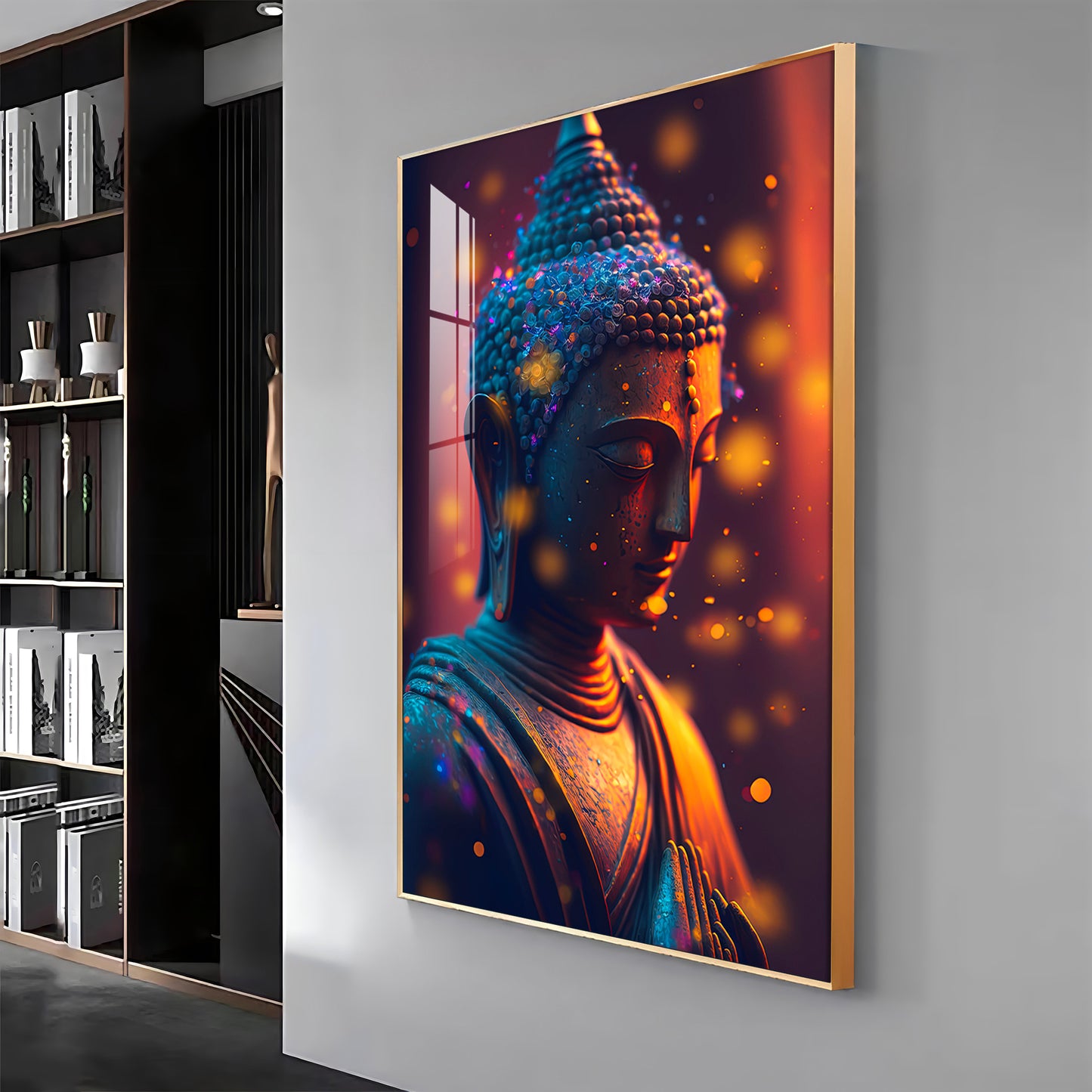 Buddha Radiant Tranquility Glass Finish Vertical Wall Art
