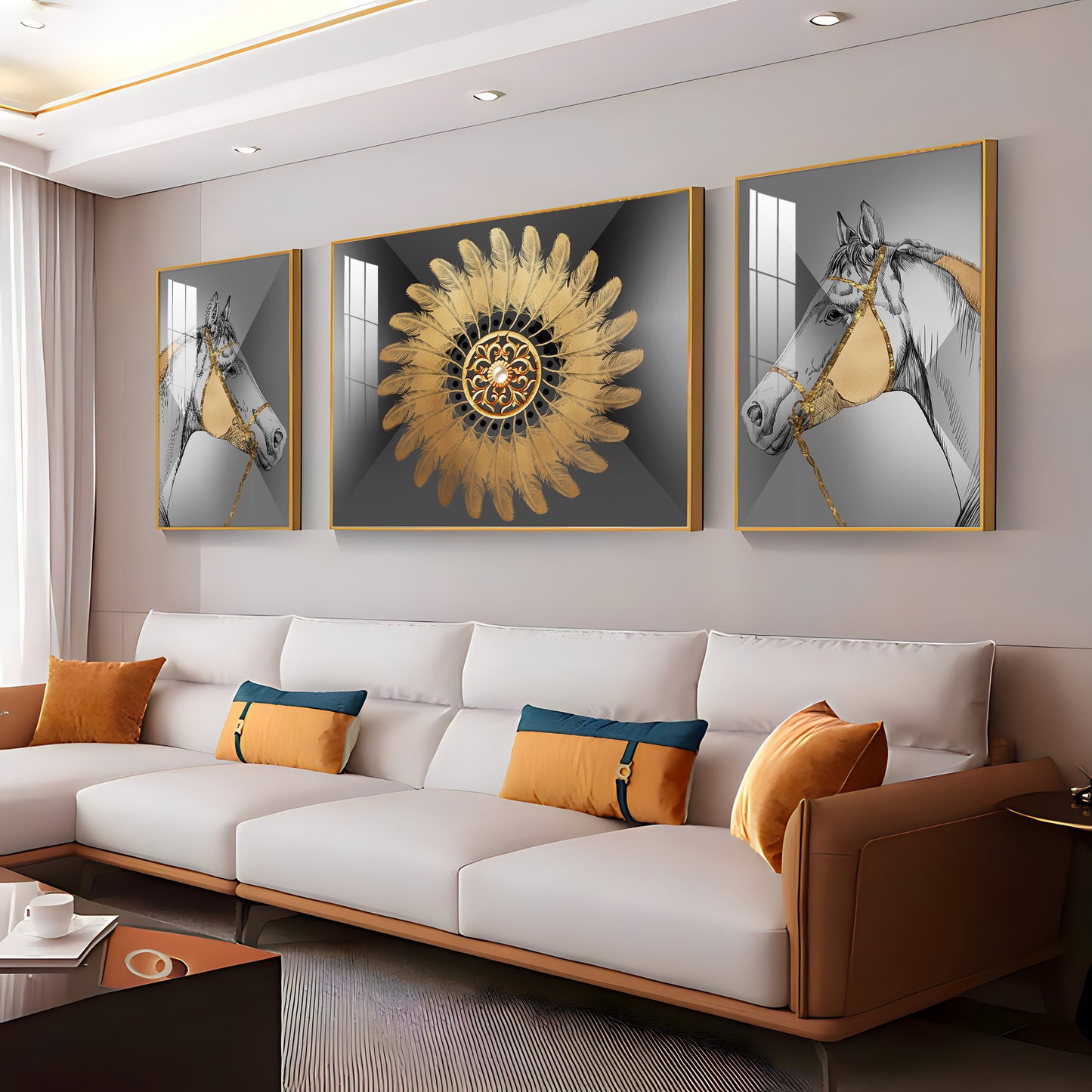Voyage of Horses Glass Finish Wall Art (Set Of 3)