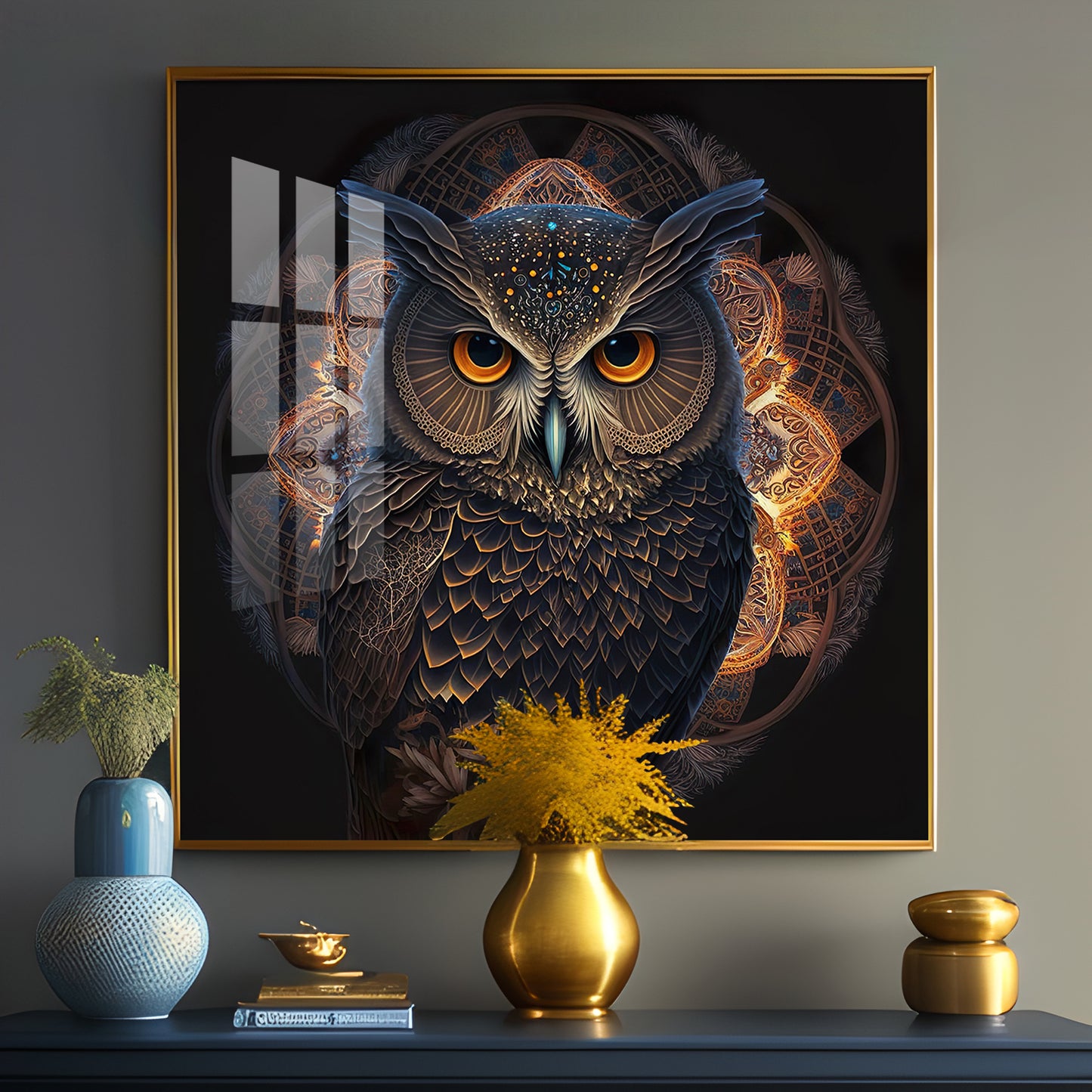 Enchanted Owl Glass Finish Square Wall Art
