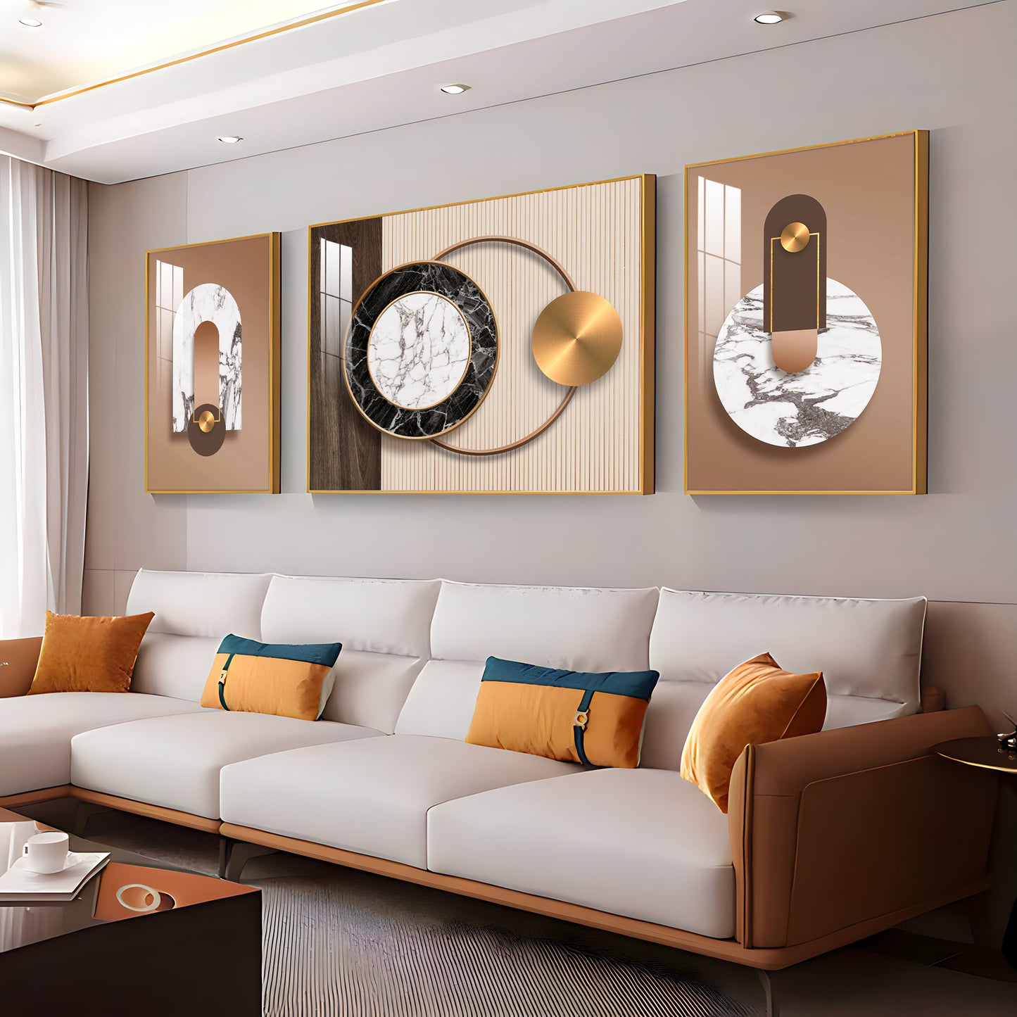 Brownstone Glamour Glass Finish Wall Art (Set Of 3)