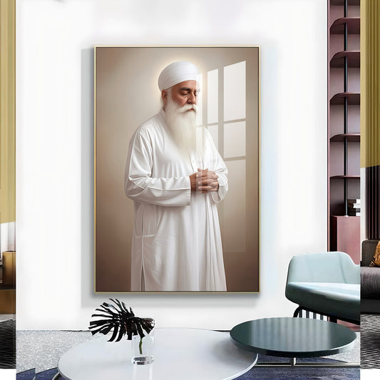 Bhai Chamanjeet Singh Ji Lal Glass Finish Vertical Wall Art